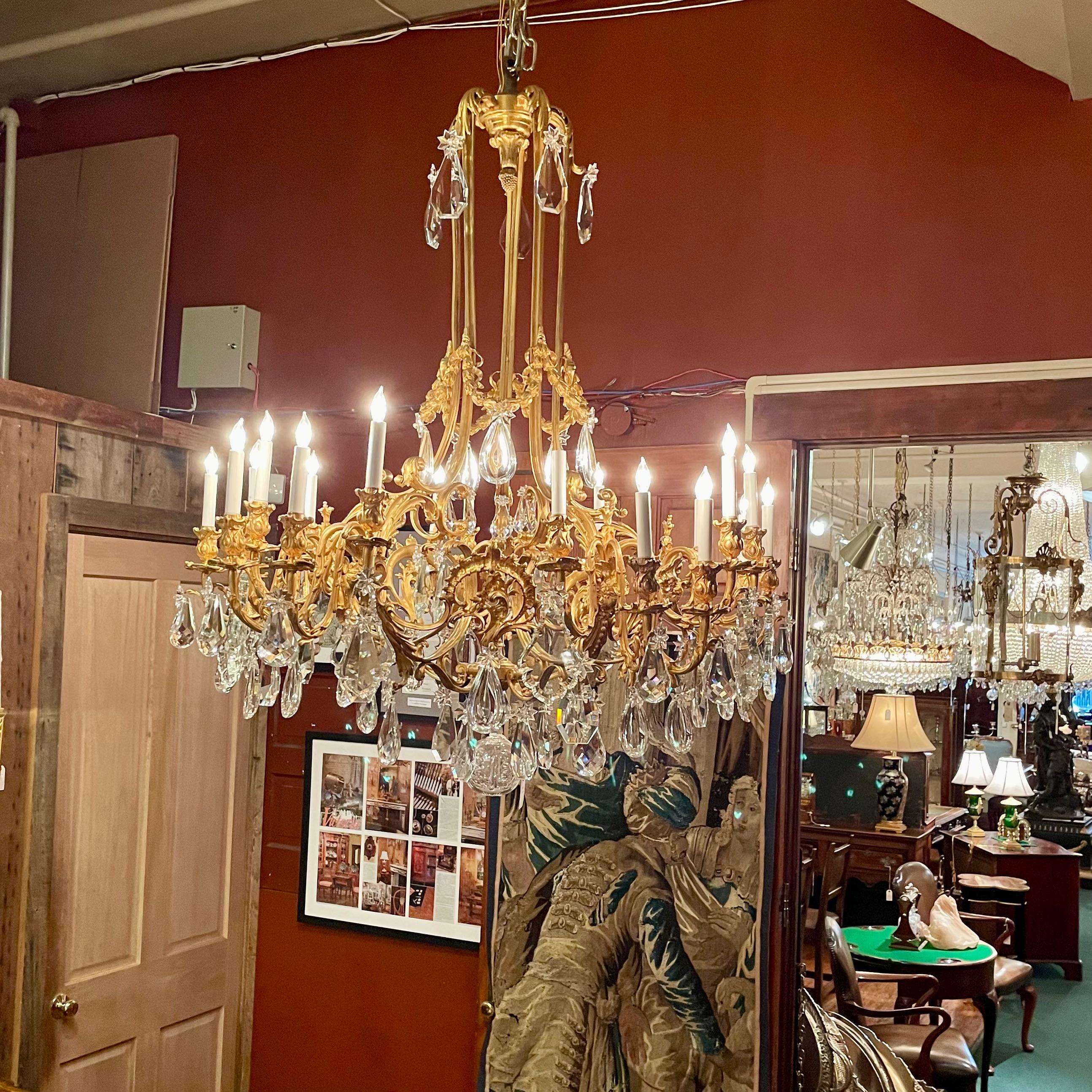 Antique French Ormolu and Crystal Chandelier, Circa 1890's. For Sale 4