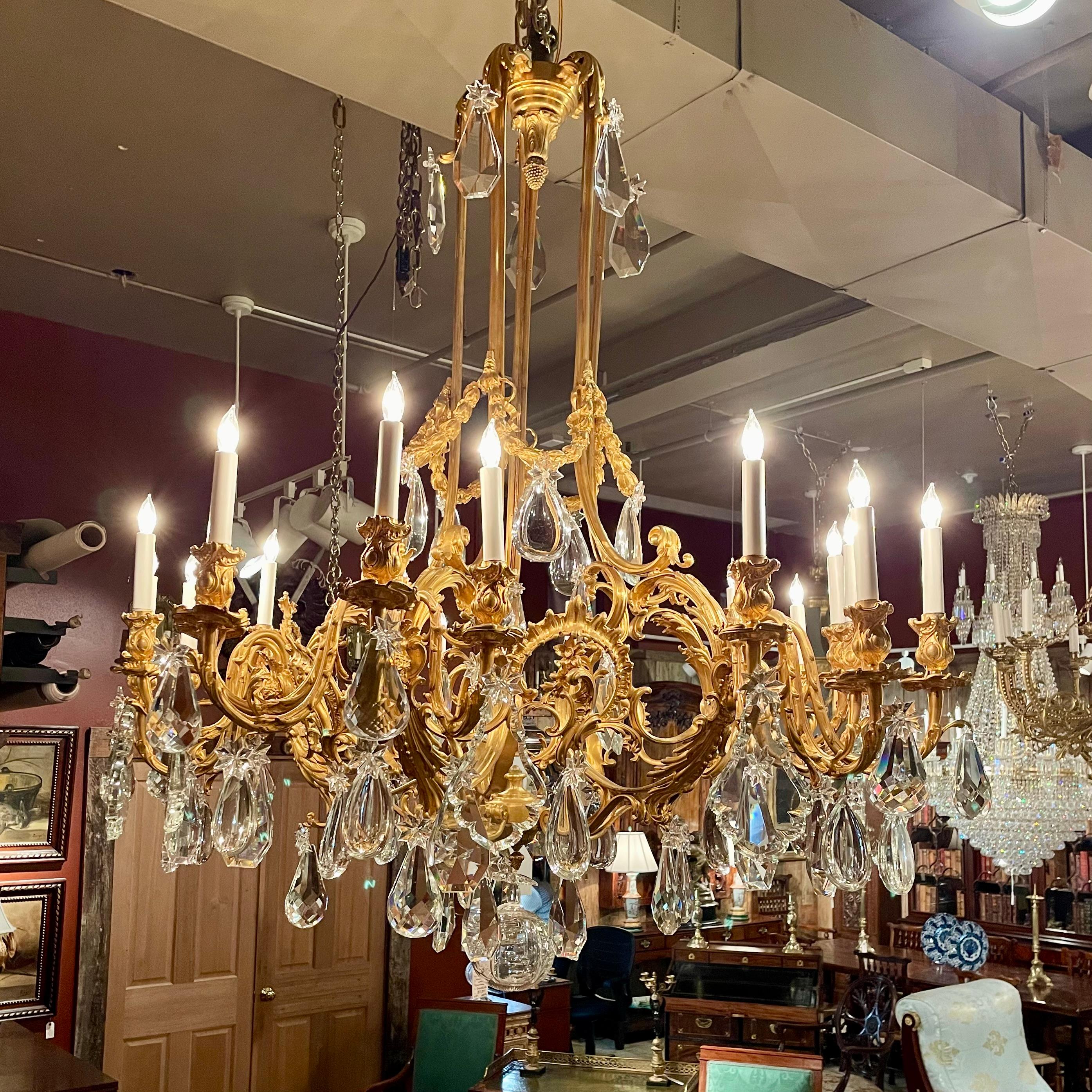 Antique French Ormolu and Crystal Chandelier, Circa 1890's. For Sale 5