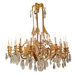 Antique French Ormolu and Crystal Chandelier, Circa 1890's.