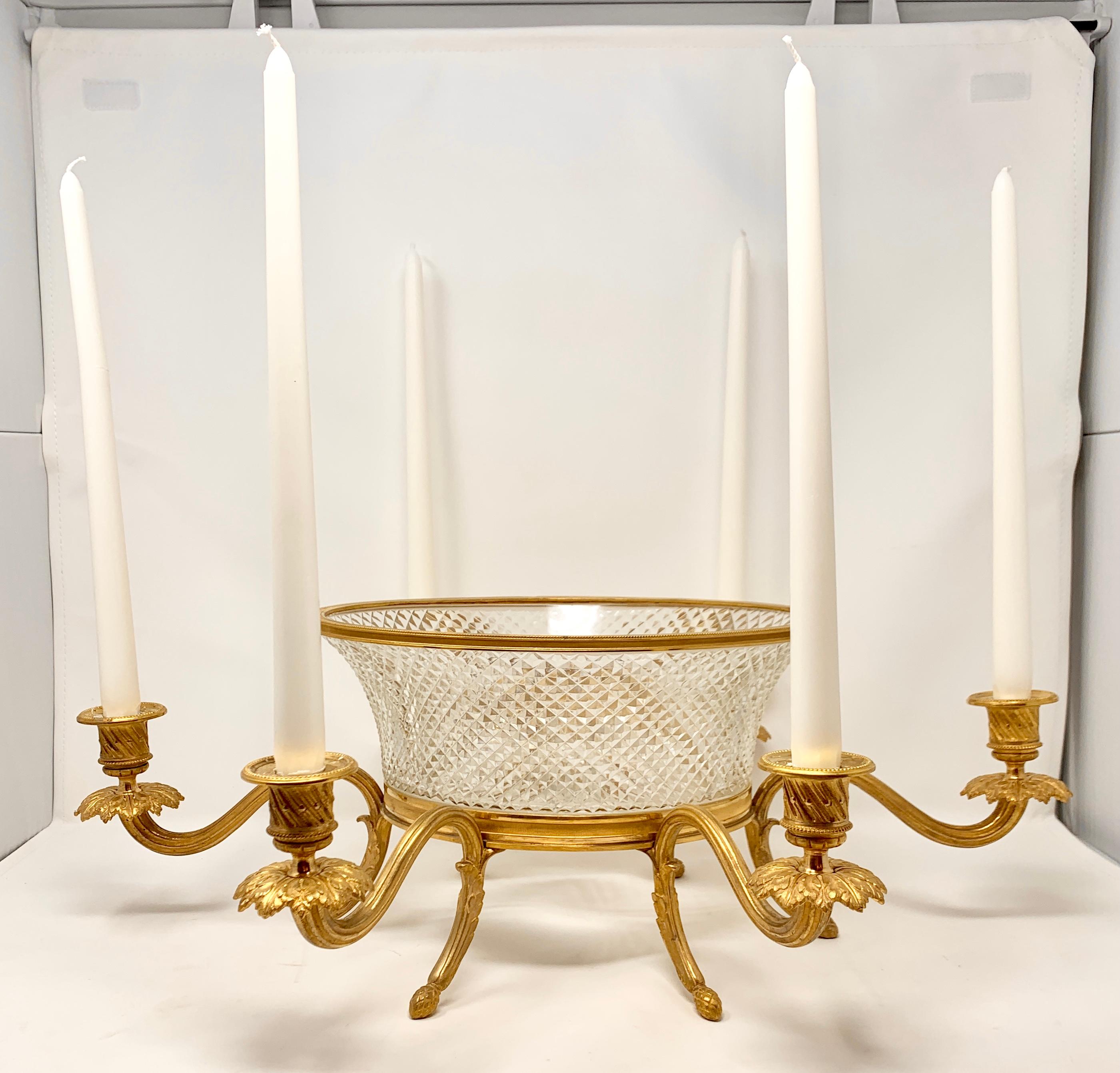 Antique French Ormolu and Cut Crystal Centerpiece with 6 Candelabra, Circa 1900 In Good Condition In New Orleans, LA