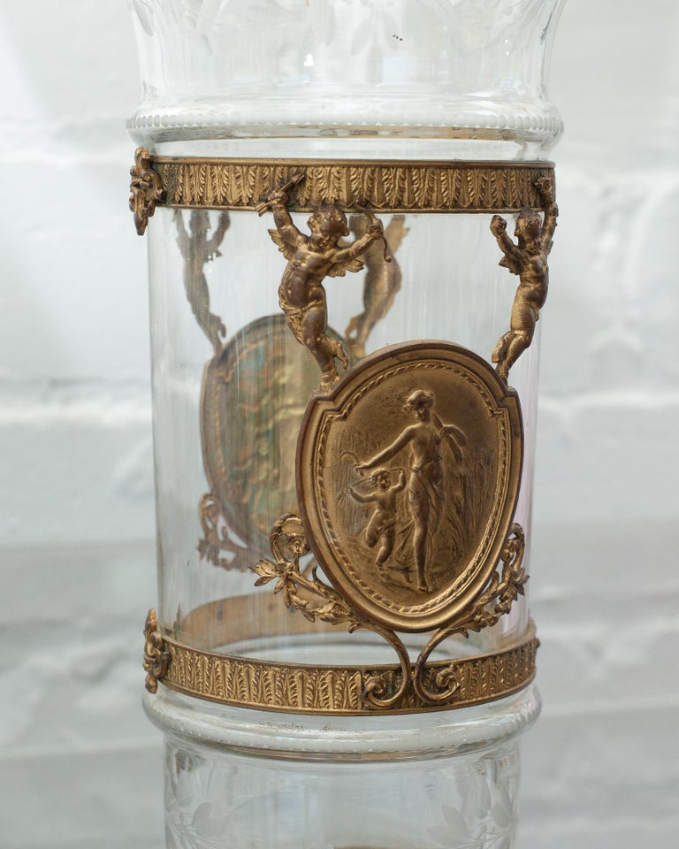Antique French Ormolu and Cut Crystal Trumpet Vase In Good Condition For Sale In Toronto, ON