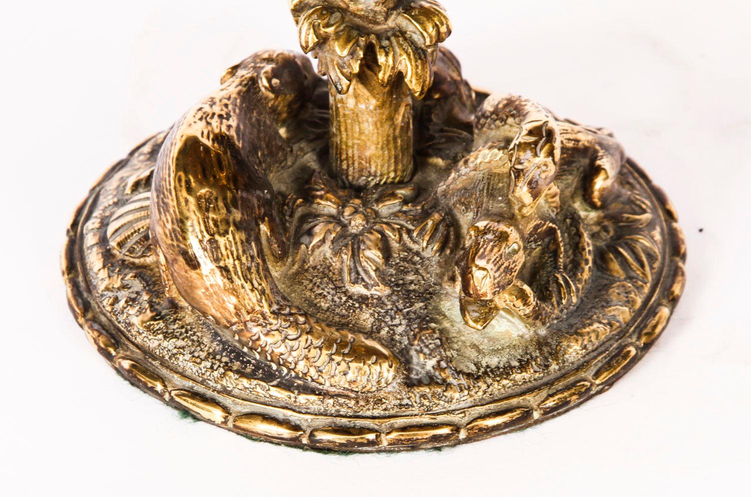 Ancienne table miniature française en bronze doré et malachite, 19e siècle 5