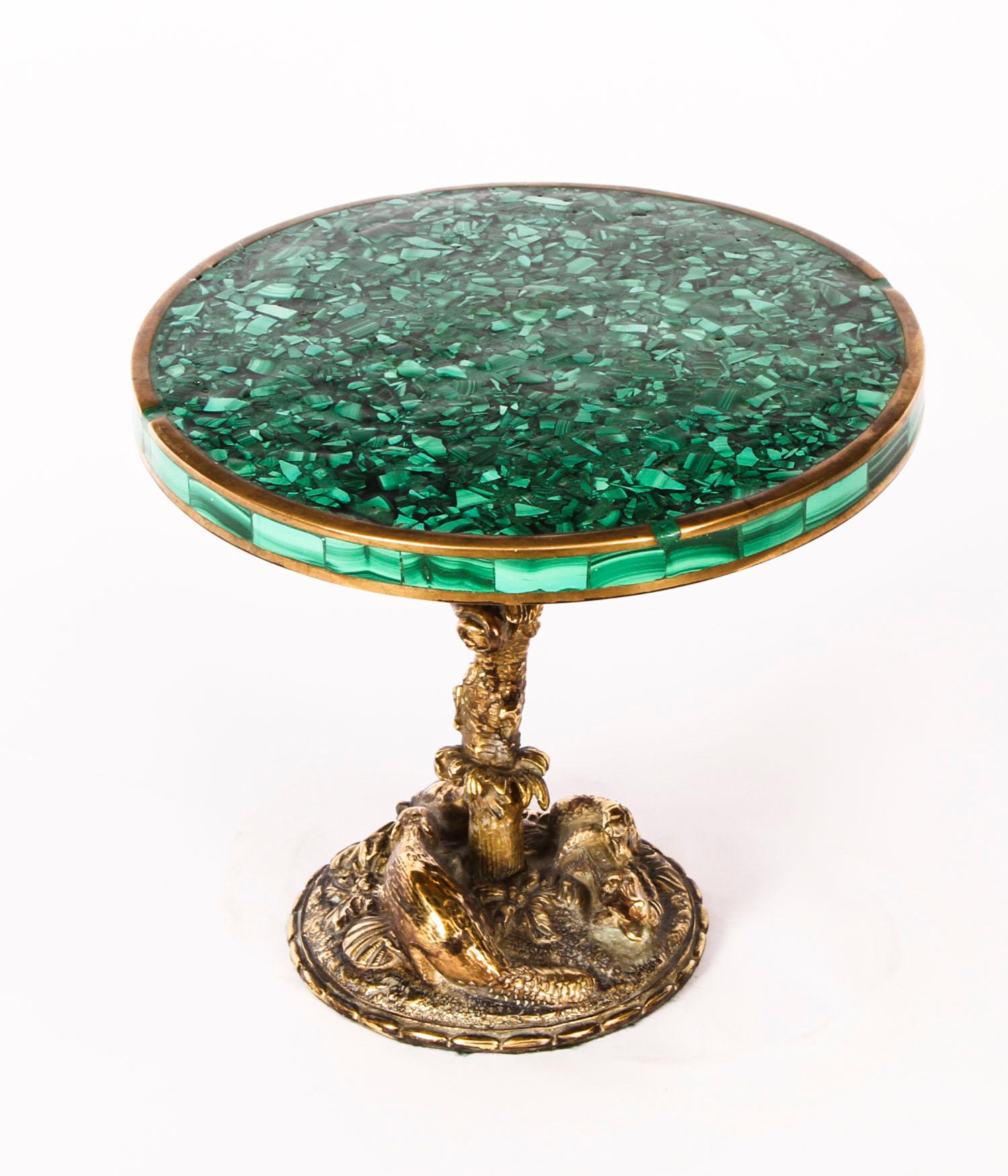 Antique French Ormolu and Malachite Miniature Table, 19th Century 8