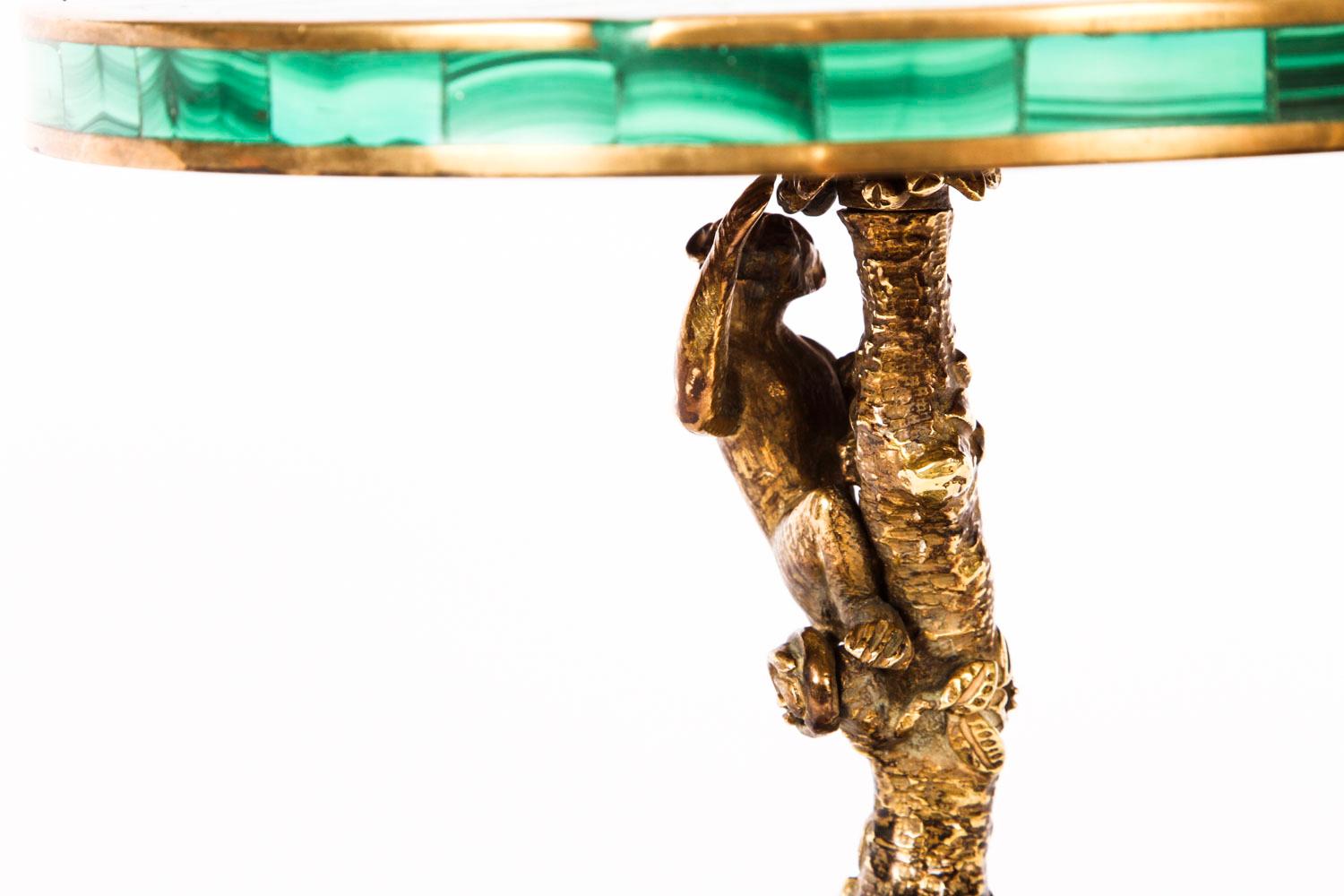 Antique French Ormolu and Malachite Miniature Table, 19th Century 3