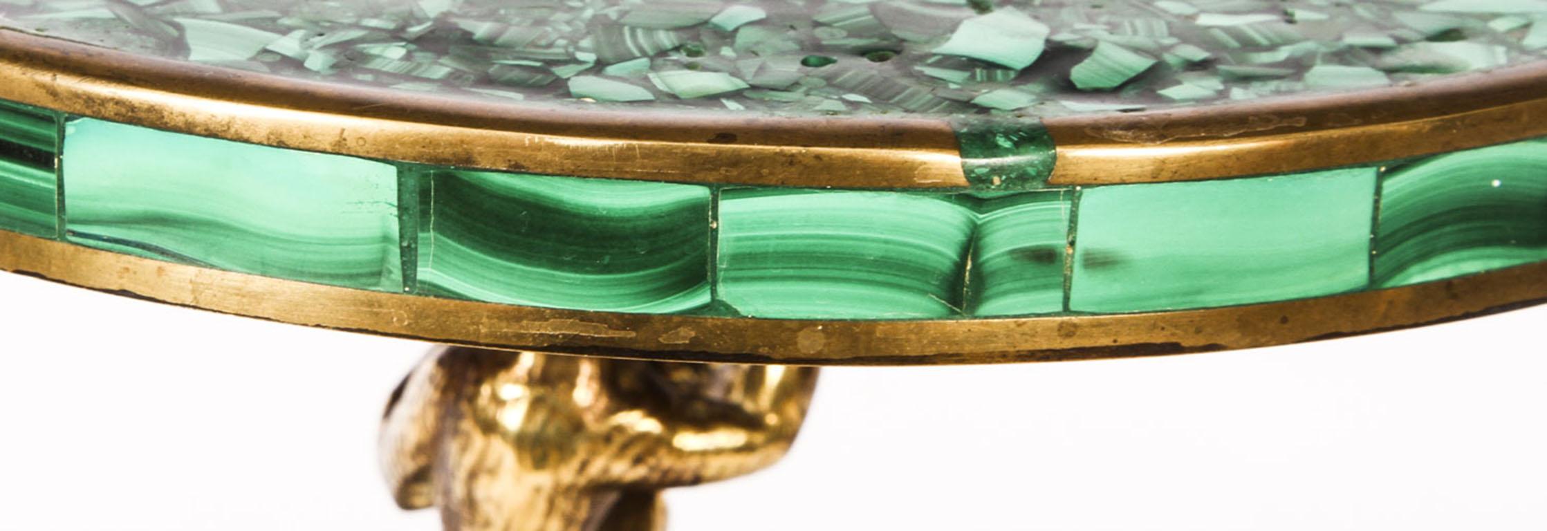 Antique French Ormolu and Malachite Miniature Table, 19th Century 4