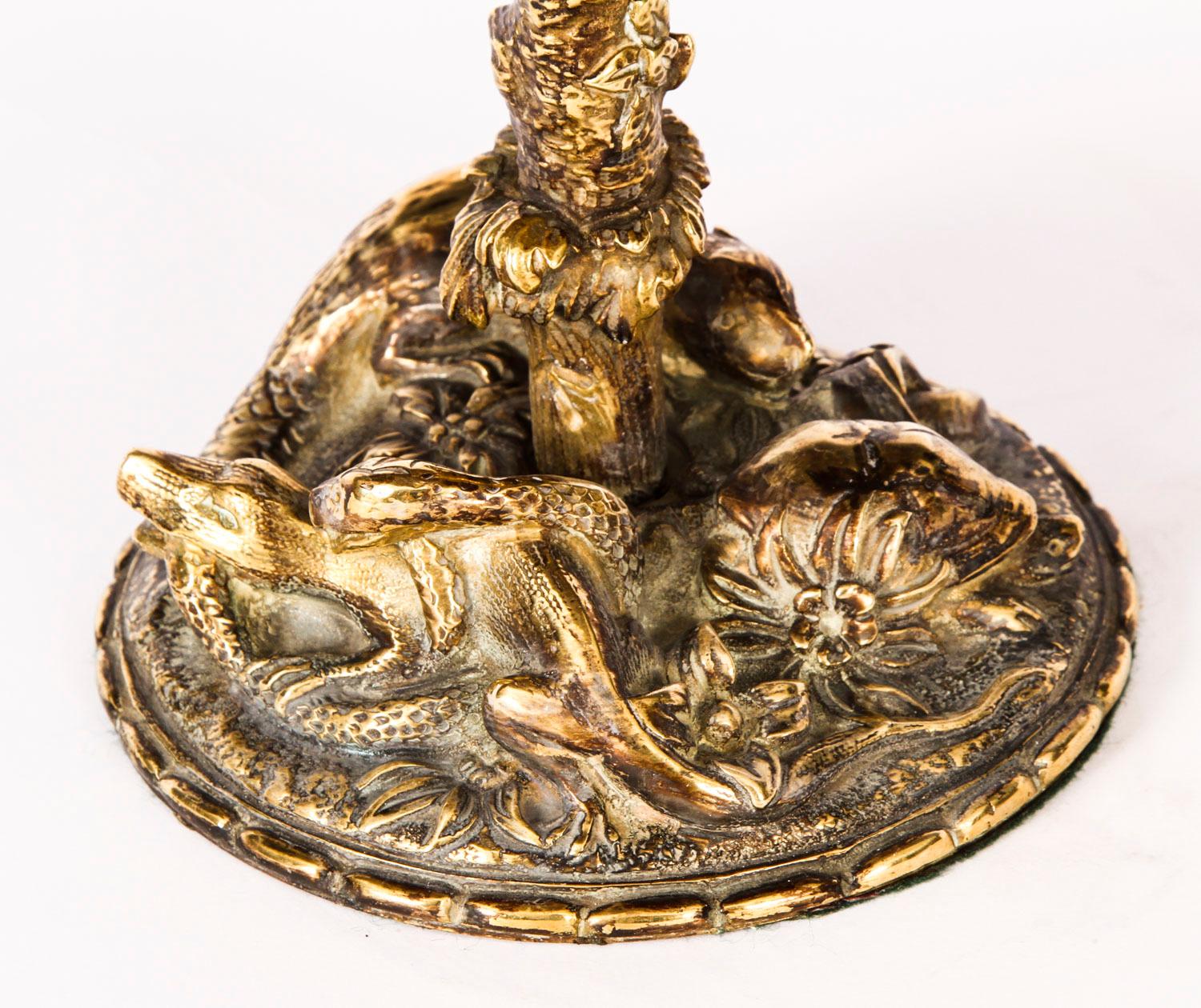 Ancienne table miniature française en bronze doré et malachite, 19e siècle 3