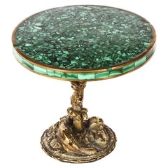 Antiker französischer Ormolu- und Malachit-Miniatur-Tisch, 19. Jahrhundert