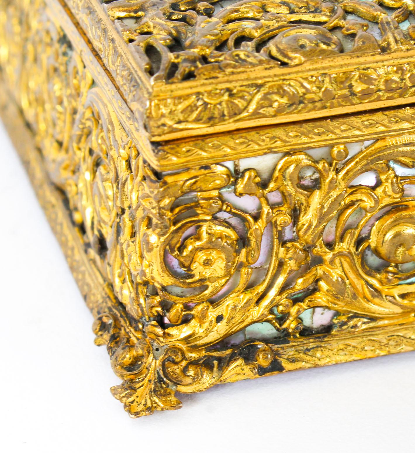 Antique French Ormolu and Mother of Pearl Casket, 19th Century 5