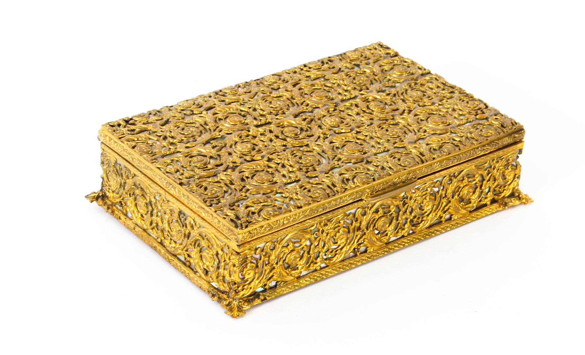 Antique French Ormolu and Mother of Pearl Casket, 19th Century 8