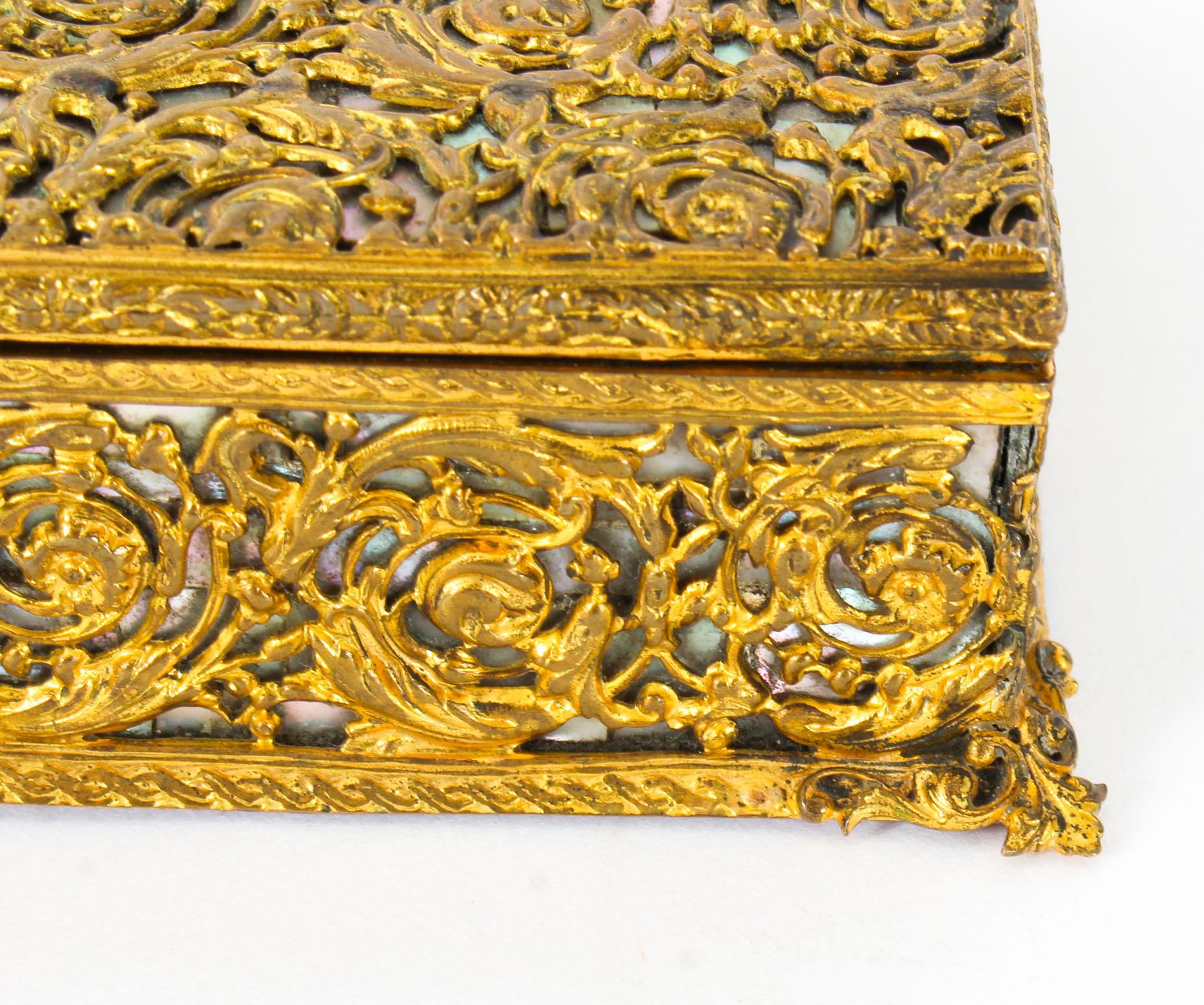 Antique French Ormolu and Mother of Pearl Casket, 19th Century 3