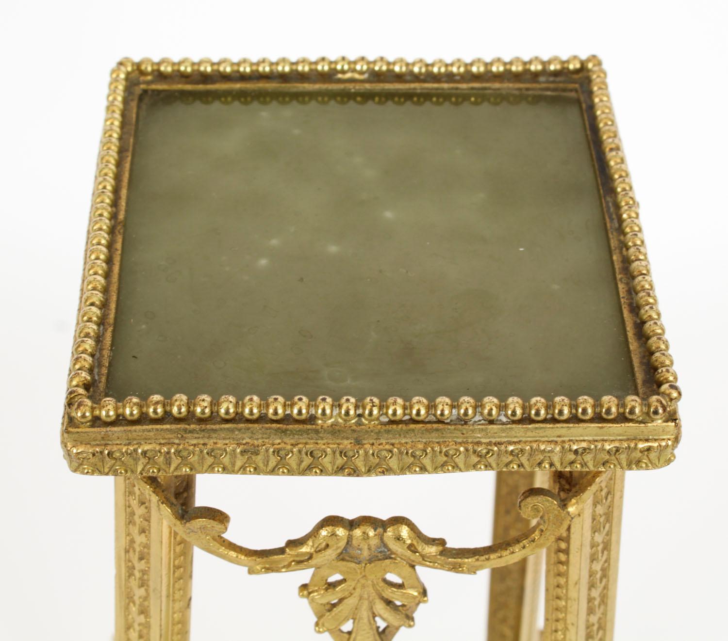 Late 19th Century Antique French Ormolu and Onyx Miniature Table Pedestal Stand 19th Century