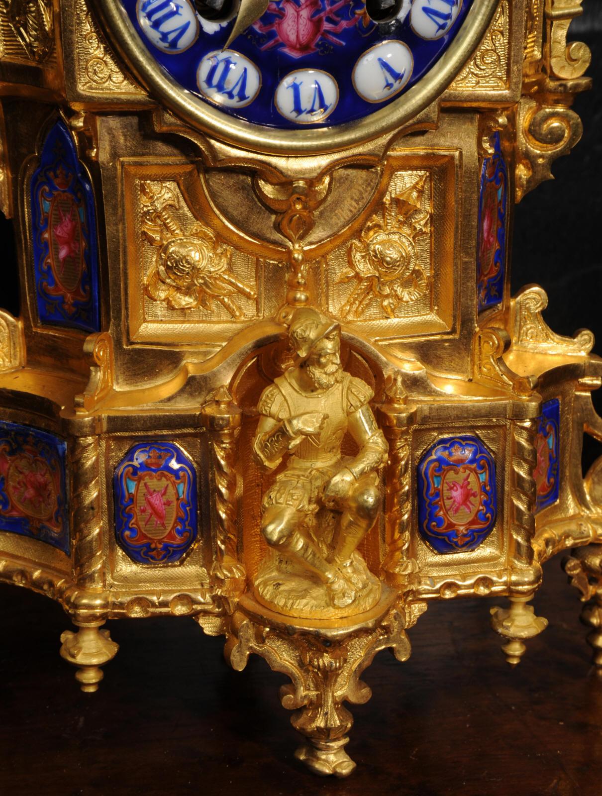 Antique French Ormolu and Porcelain Gothic Clock - Vincenti - Fully Overhauled 6