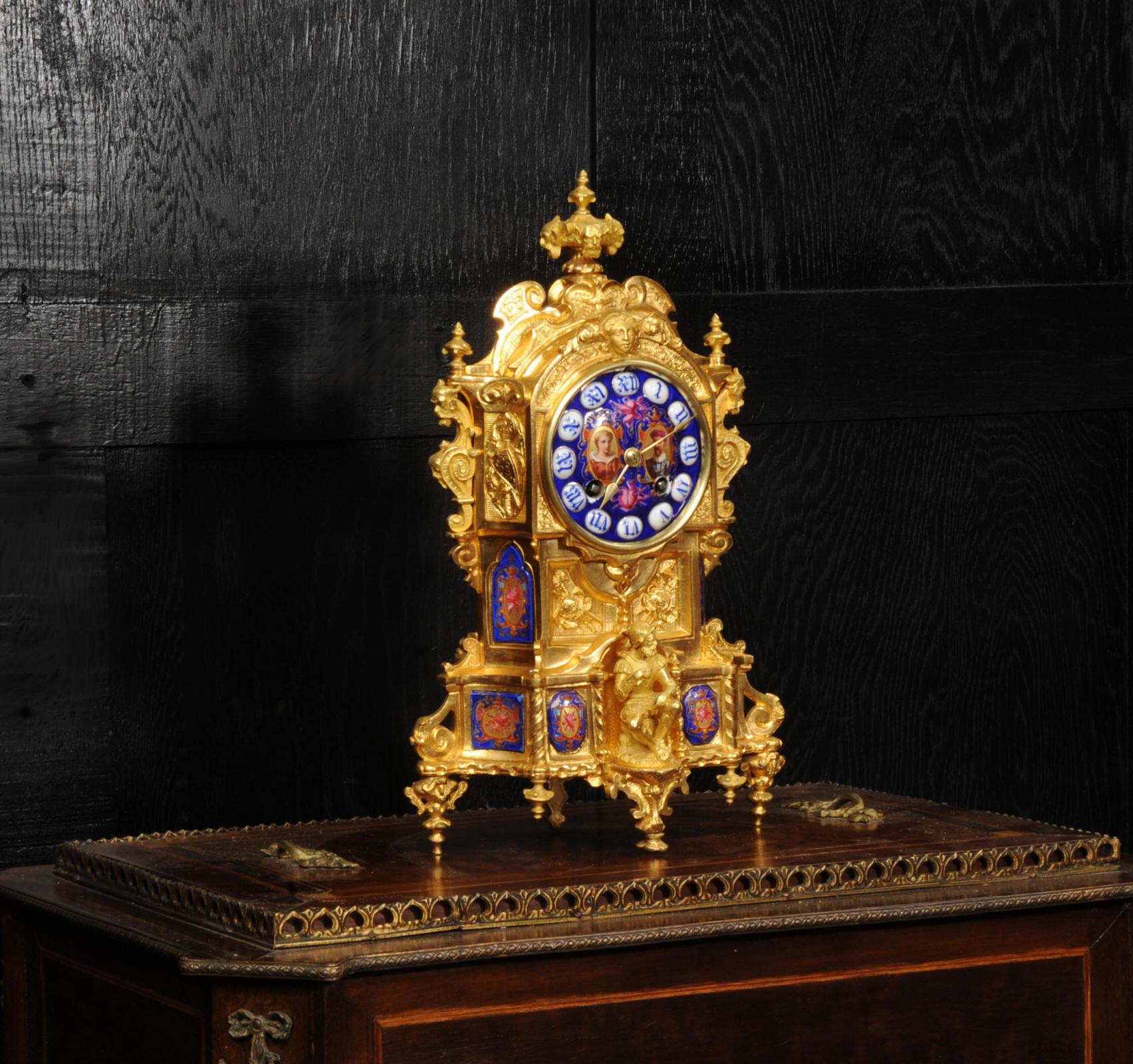 Antique French Ormolu and Porcelain Gothic Clock - Vincenti - Fully Overhauled 8