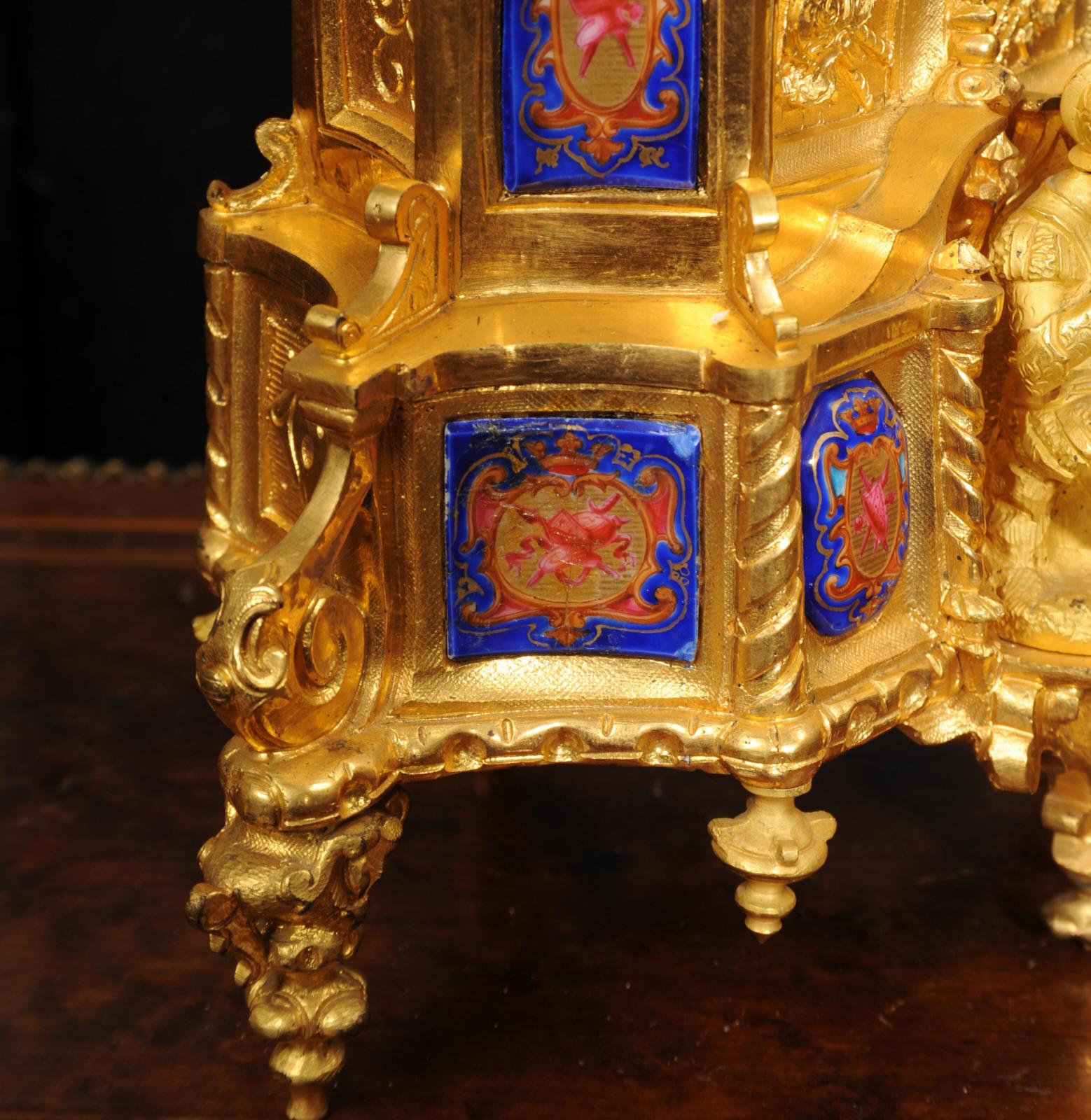 Antique French Ormolu and Porcelain Gothic Clock - Vincenti - Fully Overhauled 9