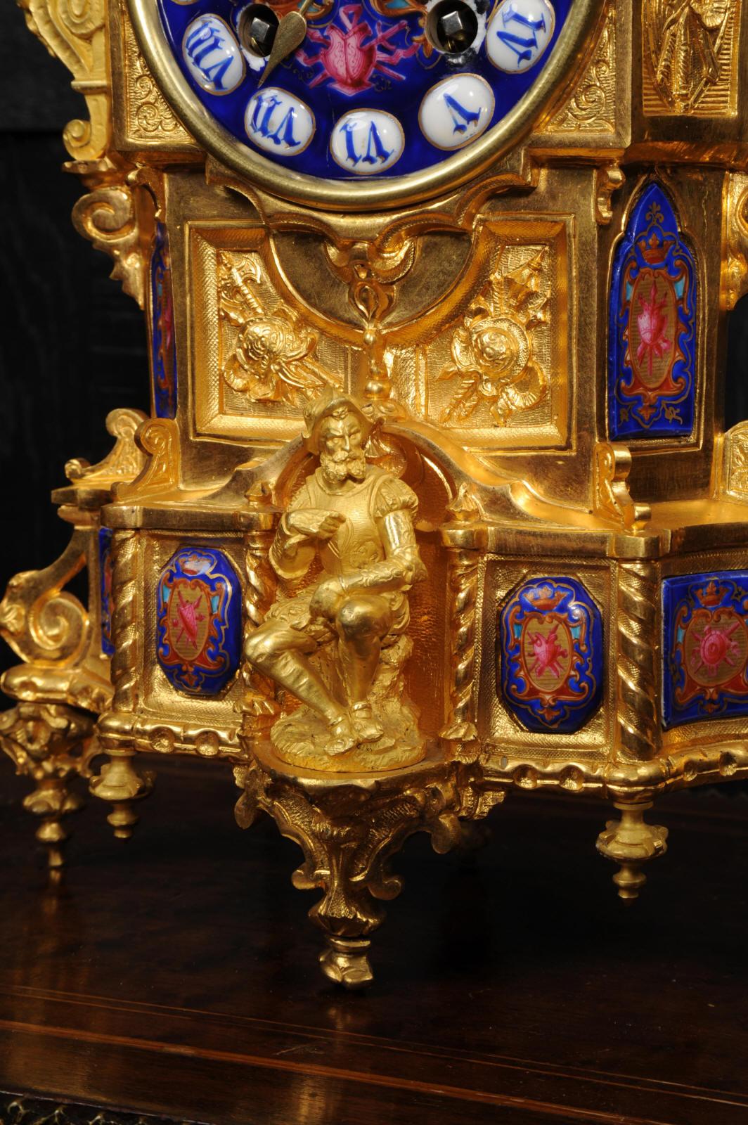 Antique French Ormolu and Porcelain Gothic Clock - Vincenti - Fully Overhauled 1