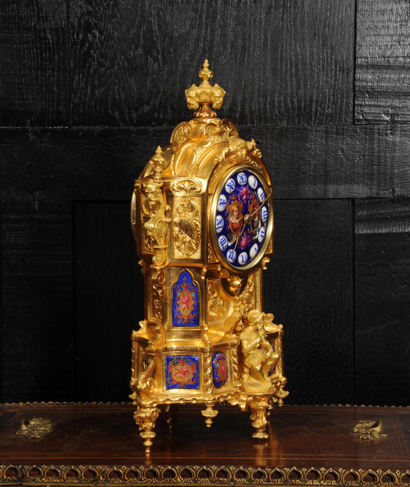Antique French Ormolu and Porcelain Gothic Clock - Vincenti - Fully Overhauled 2
