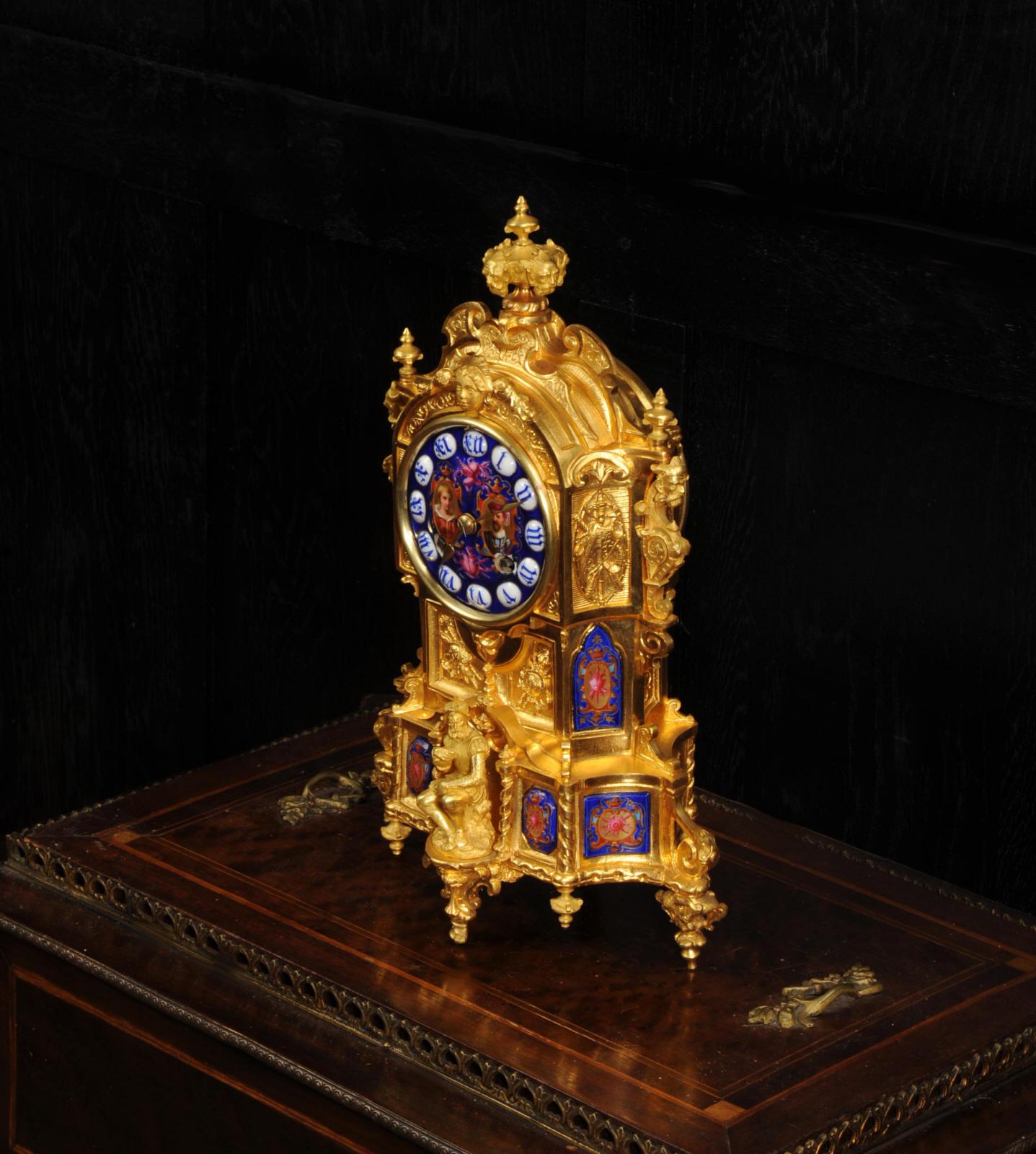 Antique French Ormolu and Porcelain Gothic Clock - Vincenti - Fully Overhauled 4