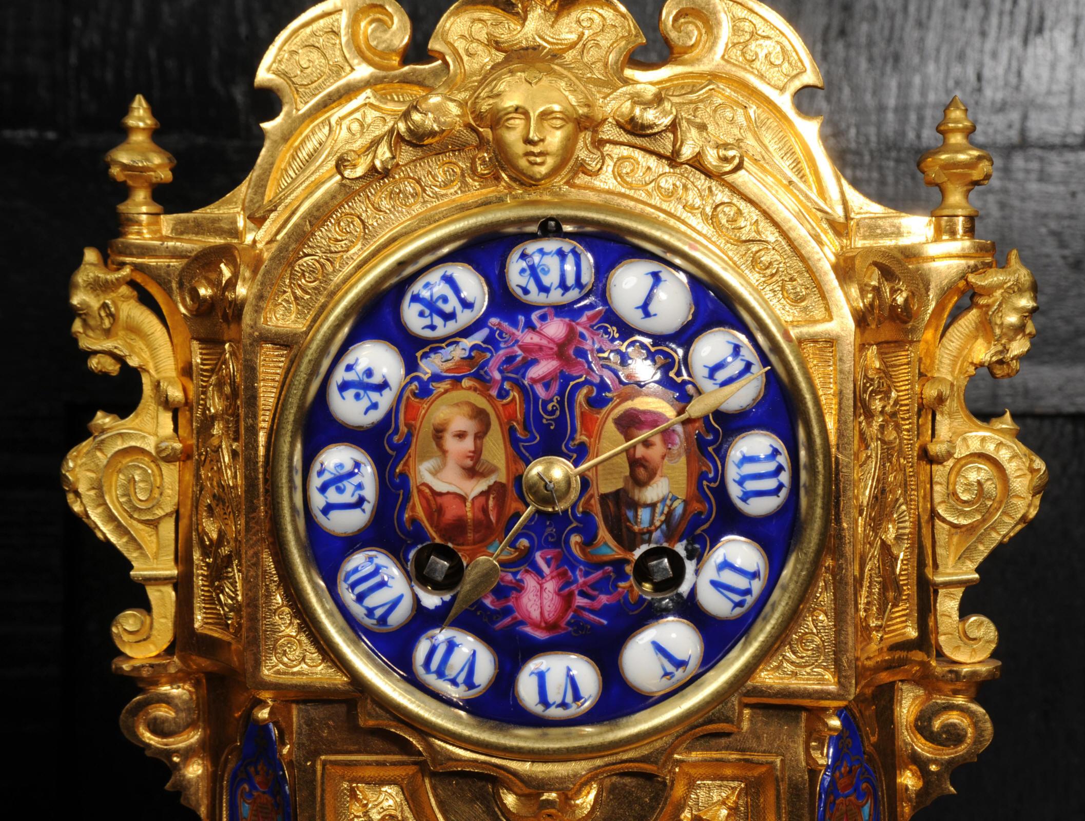 Antique French Ormolu and Porcelain Gothic Clock - Vincenti - Fully Overhauled 5