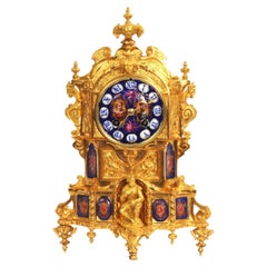 Antique French Ormolu and Porcelain Gothic Clock - Vincenti - Fully Overhauled