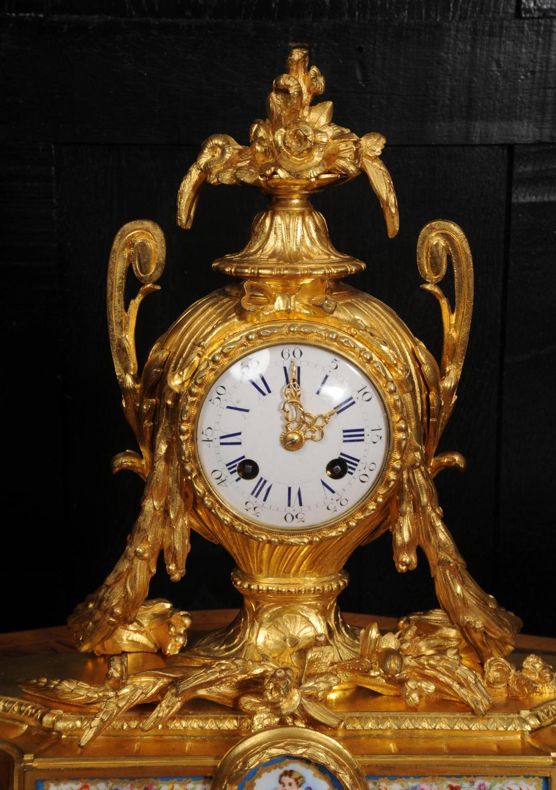 Antique French Ormolu and Sevres Porcelain Clock For Sale 6