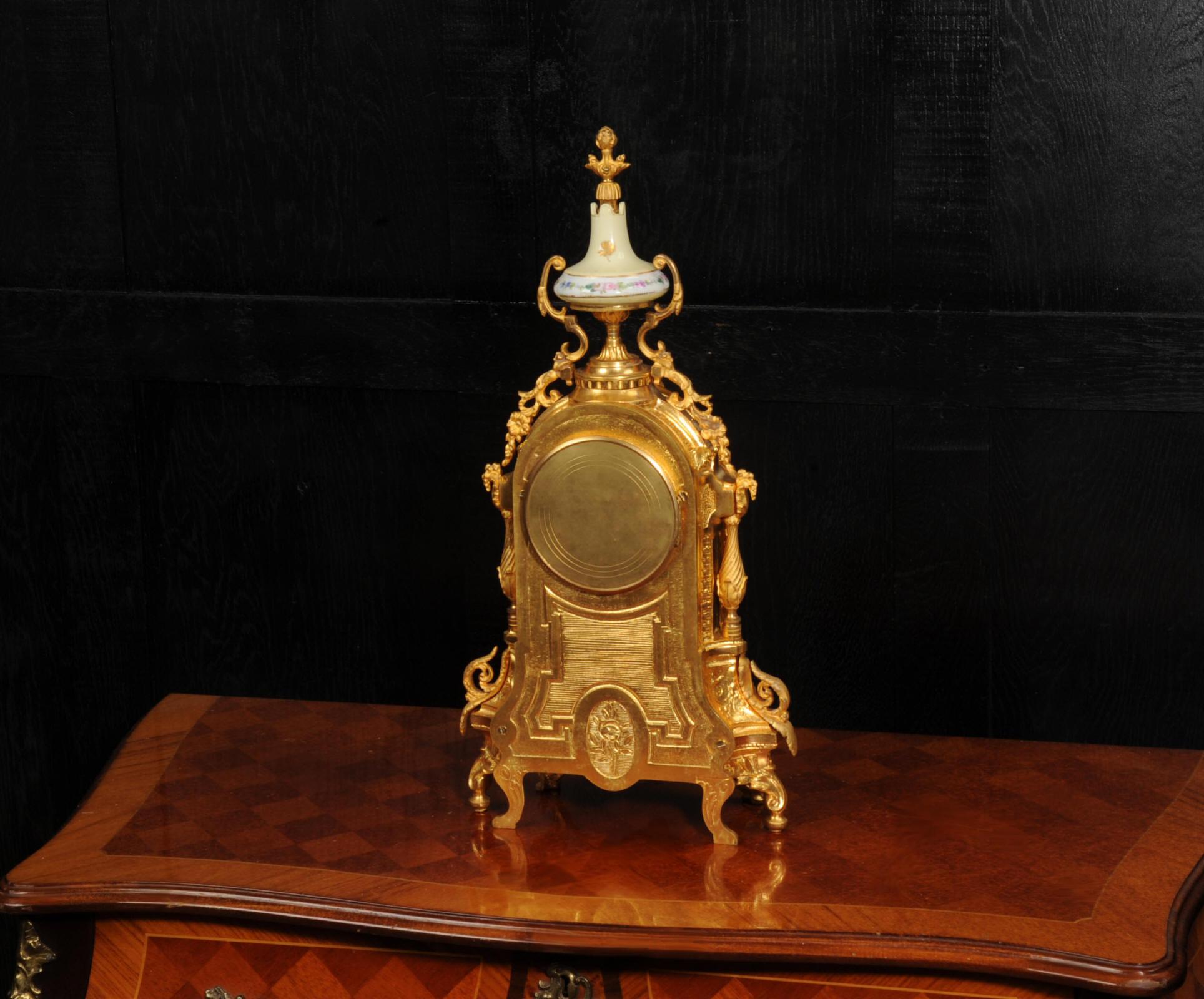 Antique French Ormolu and Sevres Porcelain Clock For Sale 5
