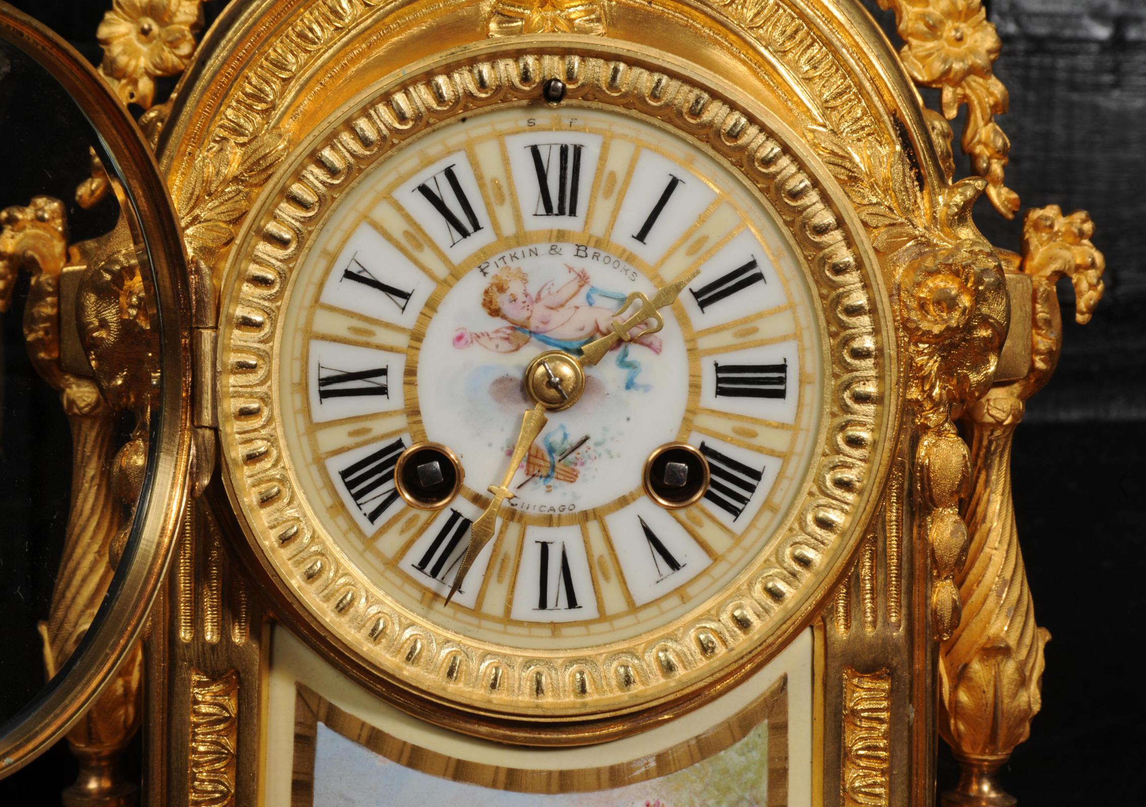 Antique French Ormolu and Sevres Porcelain Clock For Sale 7