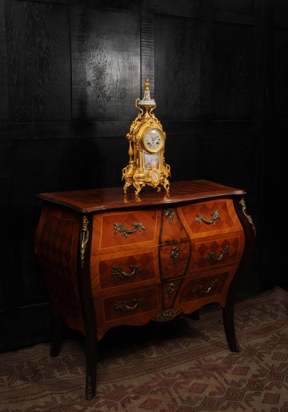 European Antique French Ormolu and Sevres Porcelain Clock For Sale