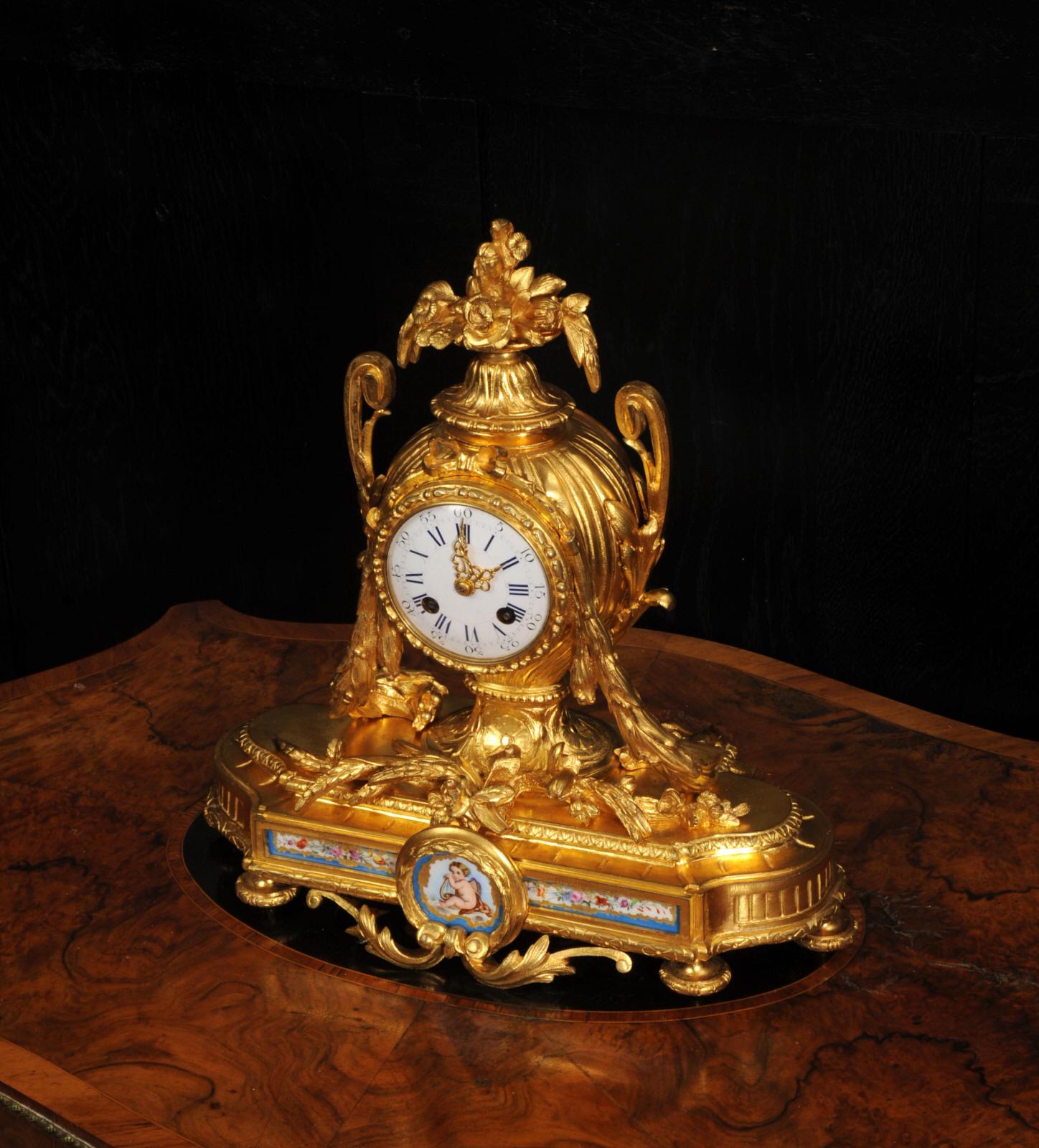 Antique French Ormolu and Sevres Porcelain Clock For Sale 1