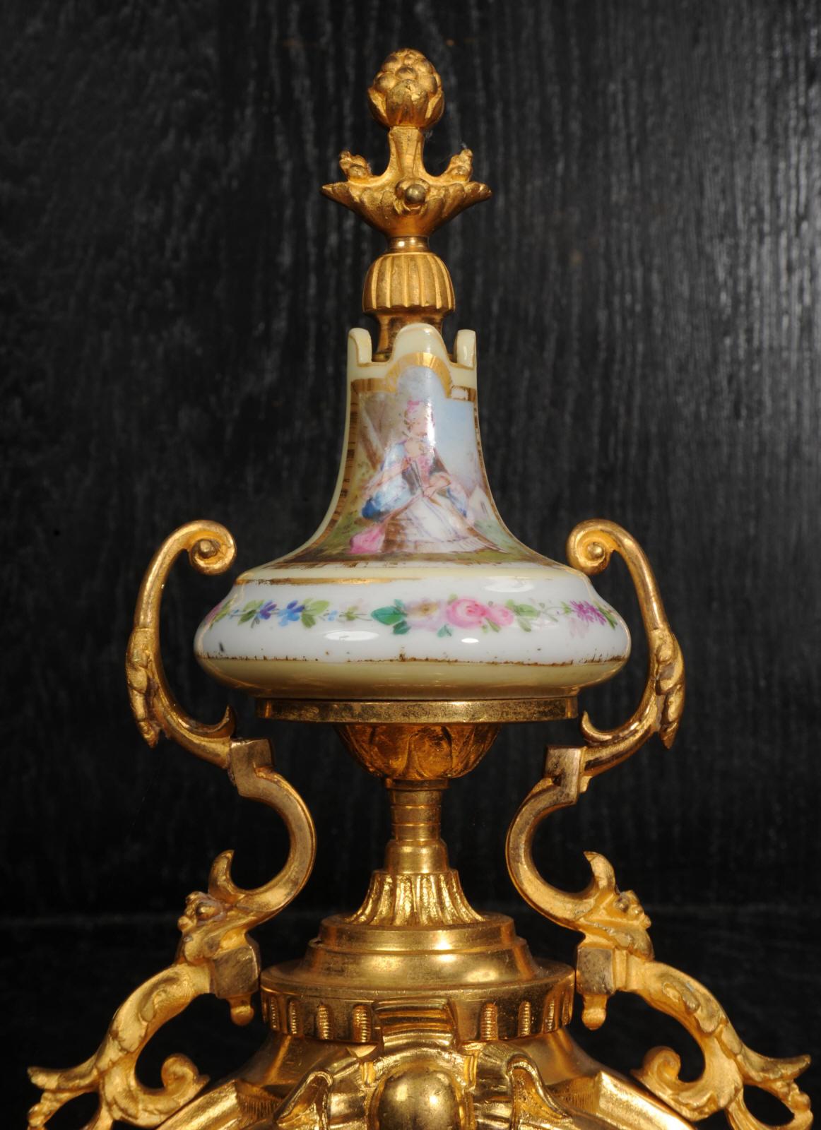 Antique French Ormolu and Sevres Porcelain Clock For Sale 1