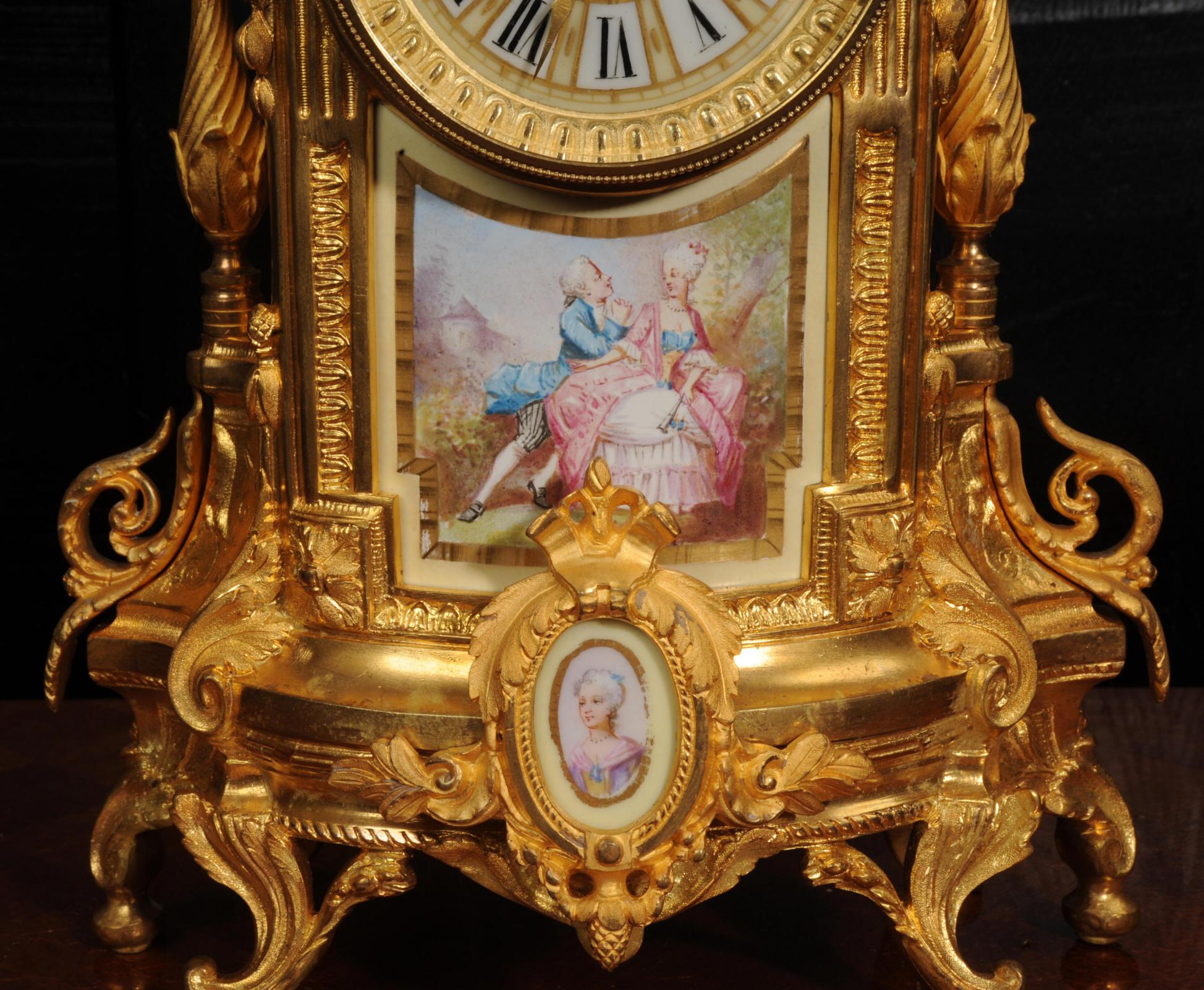 Antique French Ormolu and Sevres Porcelain Clock For Sale 2