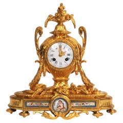 Antique French Ormolu e orologio in porcellana di Sevres