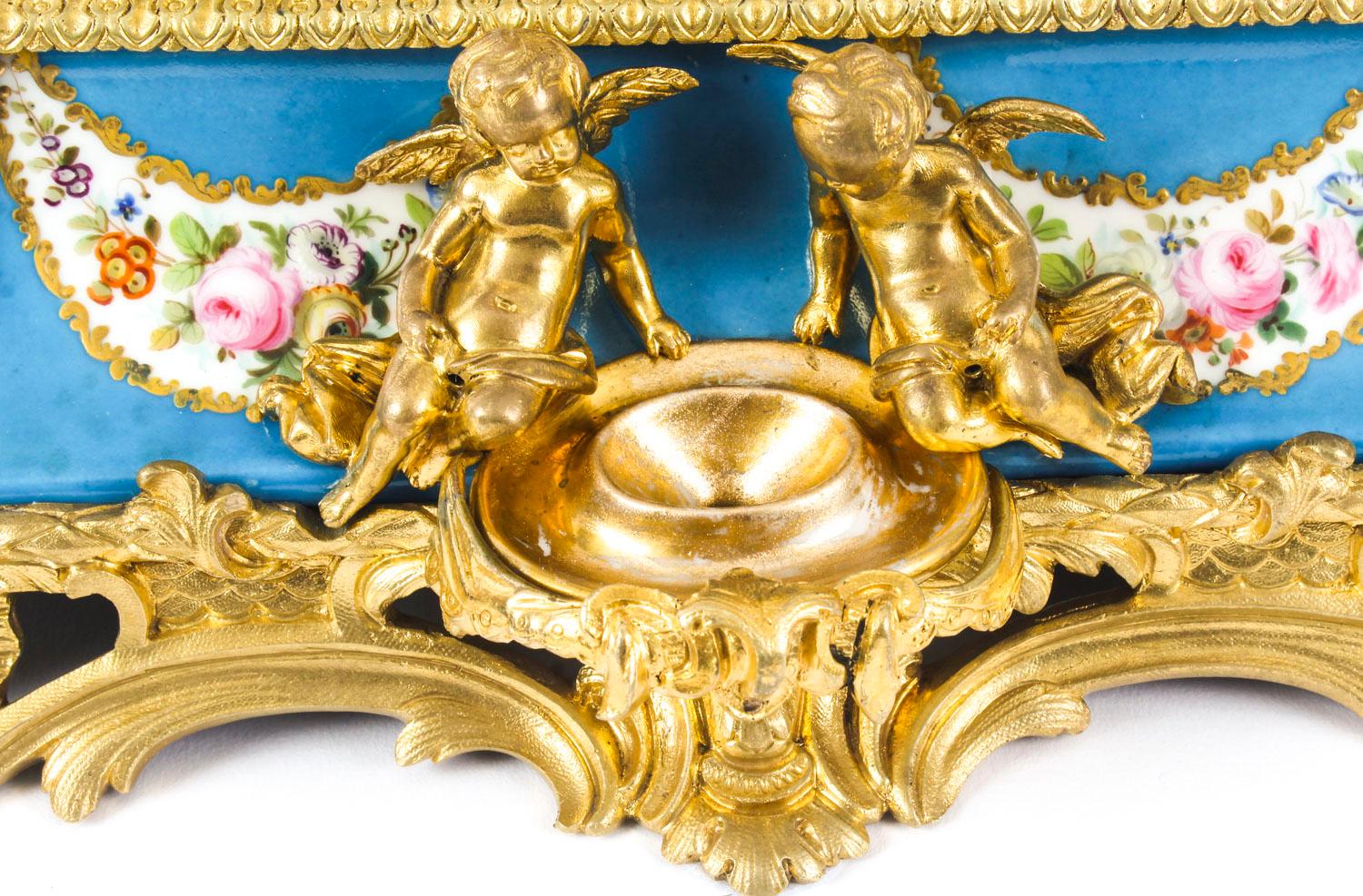 Late 19th Century Antique French Ormolu and Sèvres Porcelain Standish Inkstand, 19th Century