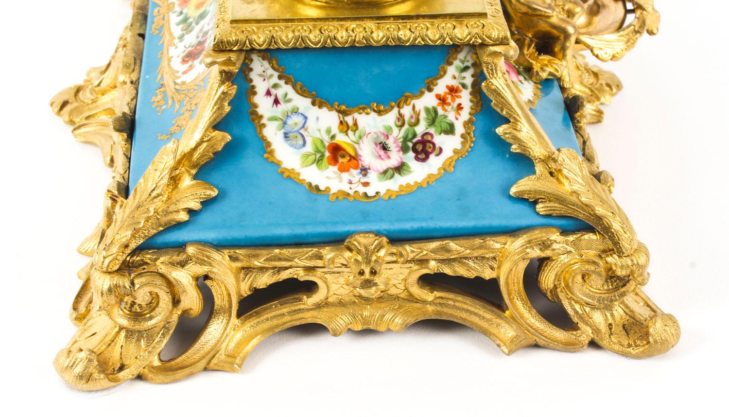 Antique French Ormolu and Sèvres Porcelain Standish Inkstand, 19th Century 3