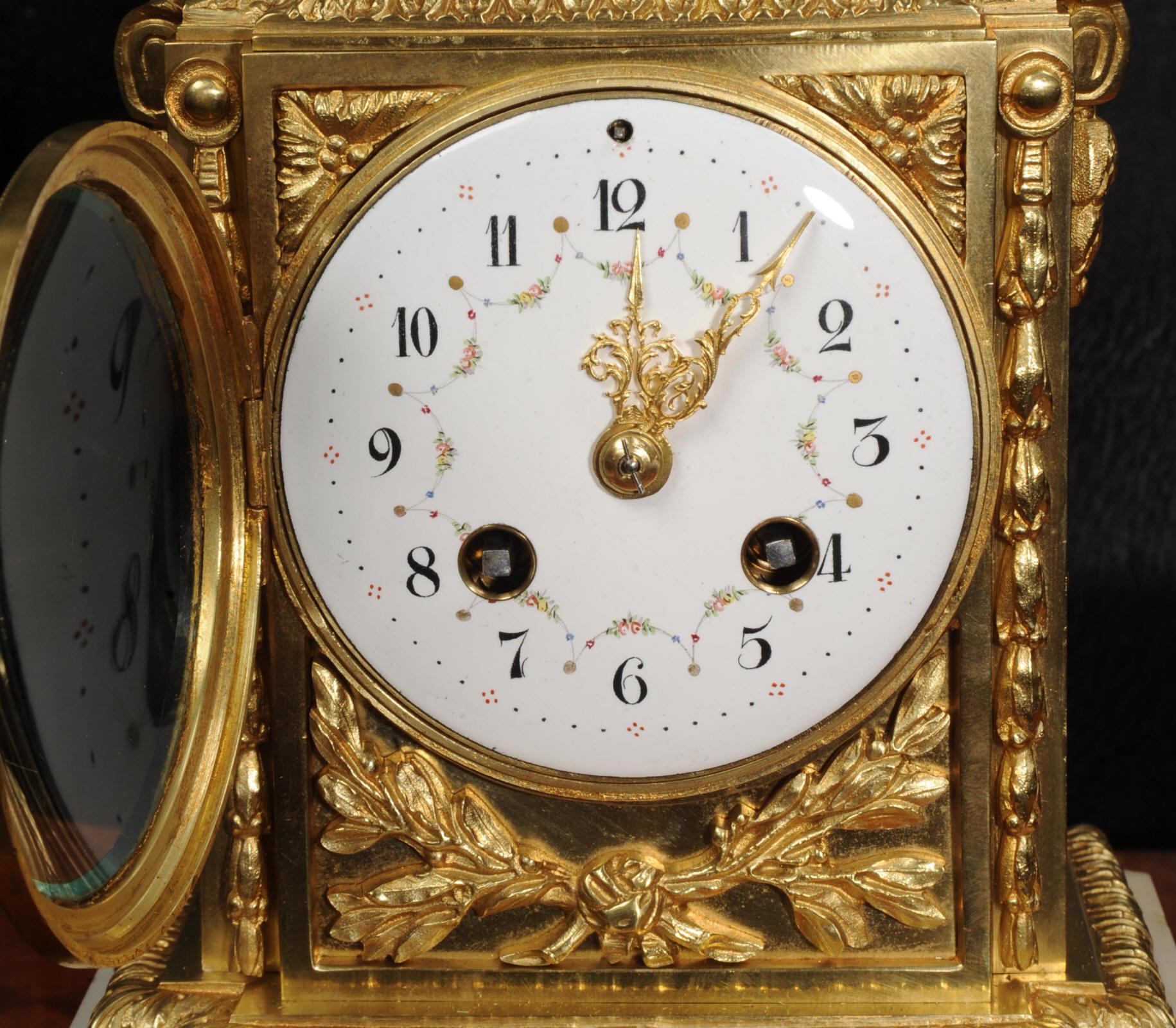 Antique French Ormolu and White Marble Louis XVI Clock For Sale 11