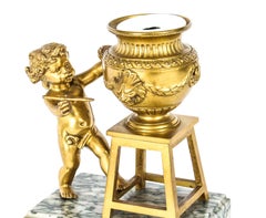 Antique French Ormolu Artistic Cherub Inkwell, 19th Century