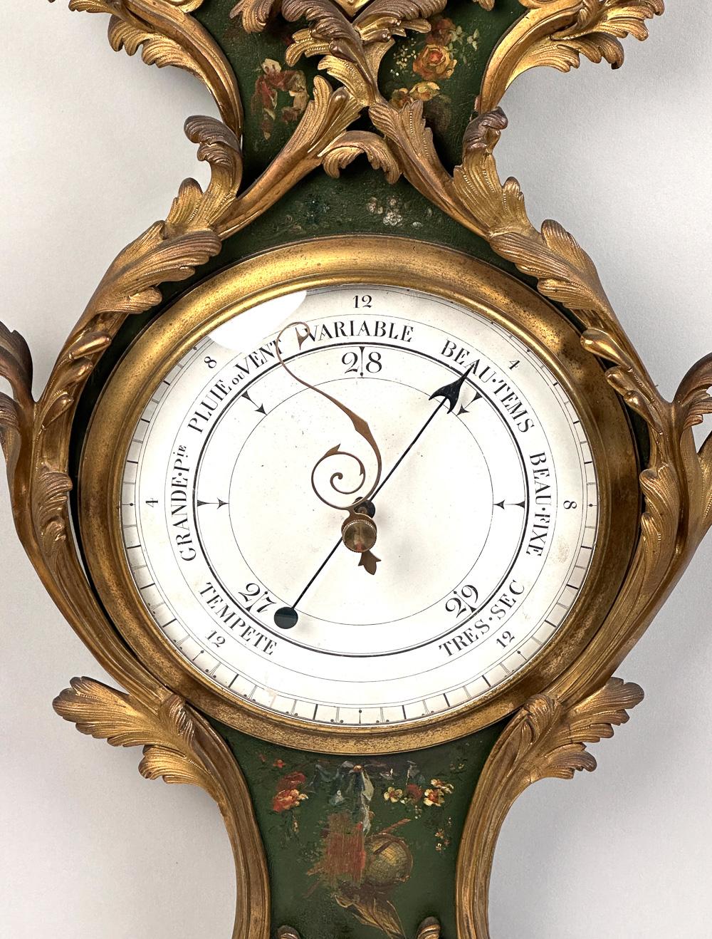 Louis XVI Baromètre français ancien en bronze doré en vente