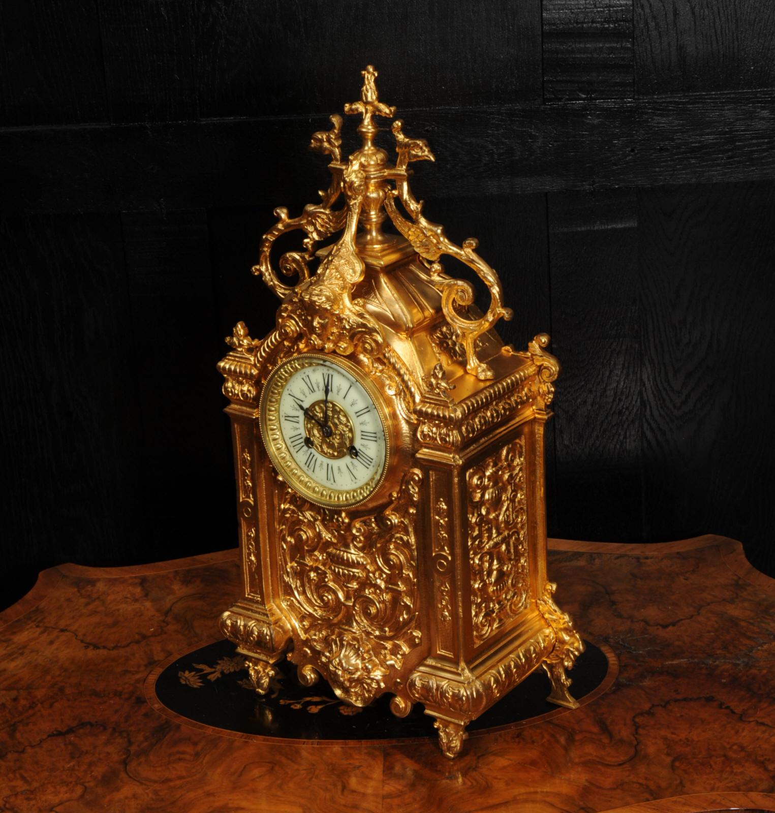 Antique French Ormolu Baroque Clock 8