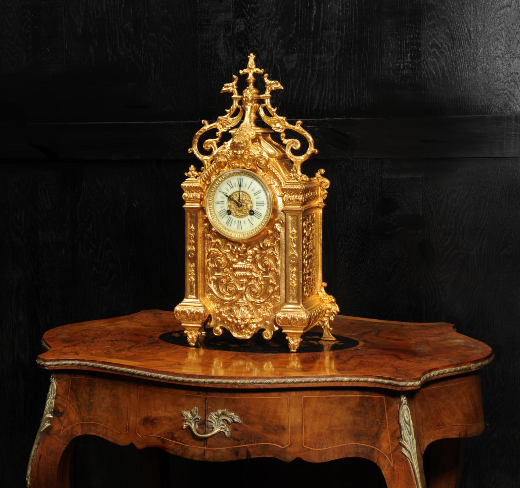 Antique French Ormolu Baroque Clock In Good Condition In Belper, Derbyshire