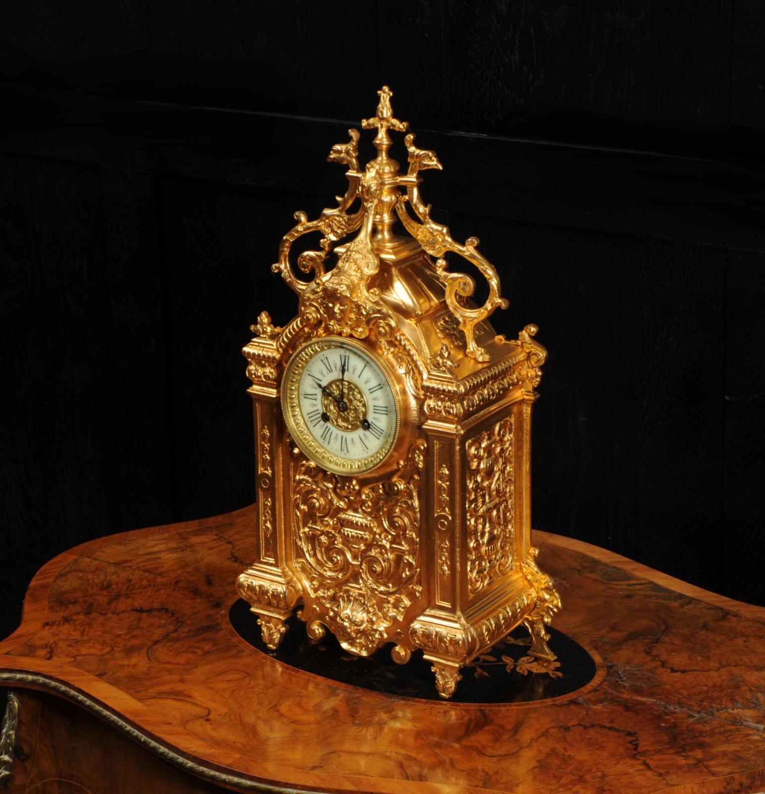 19th Century Antique French Ormolu Baroque Clock