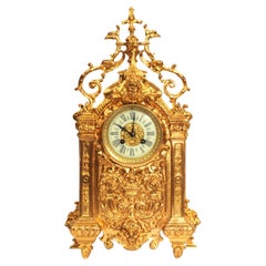 Antike französische Barockuhr aus Goldbronze