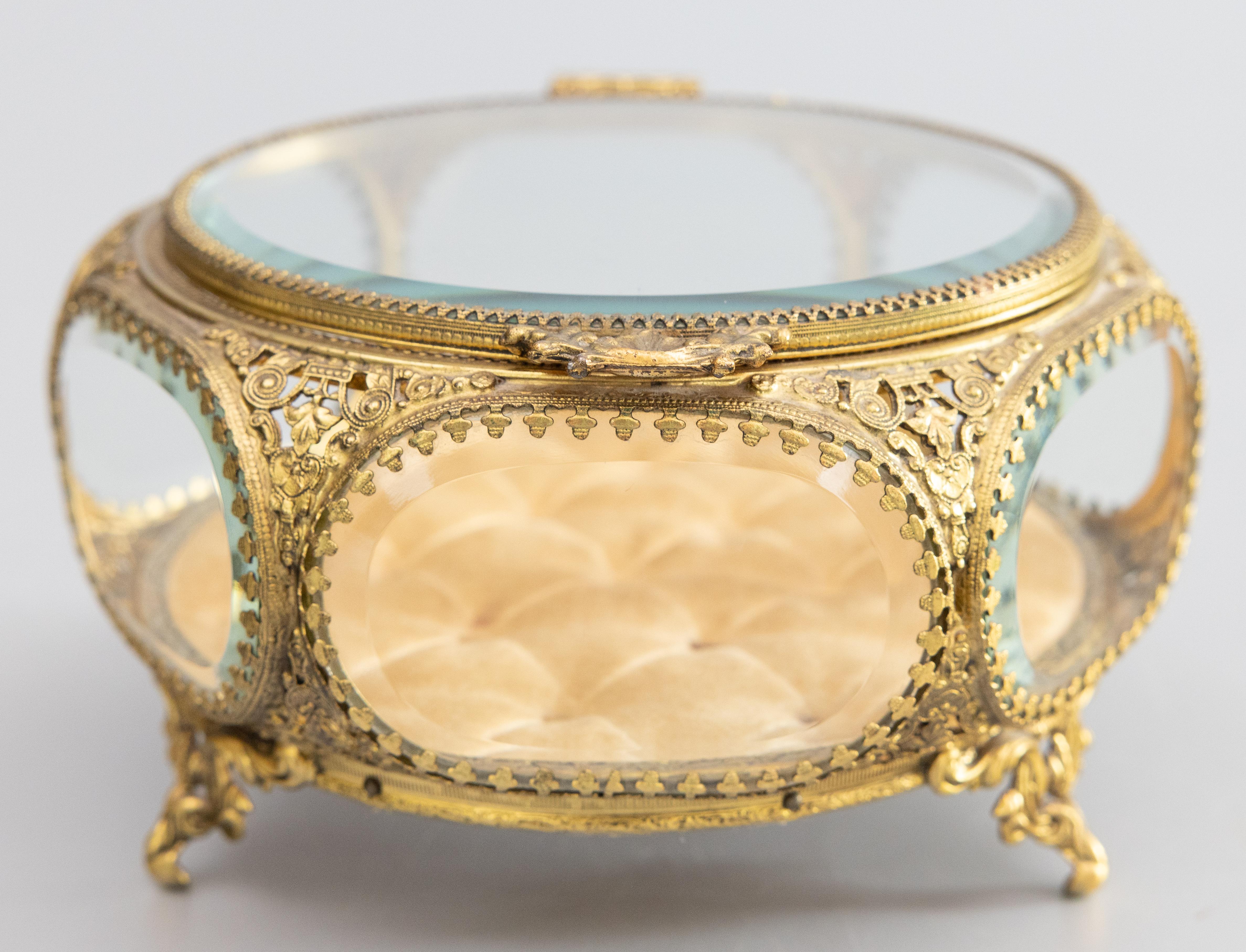 Antike Französisch Ormolu Beveled Glas Schmuck Kommode Box 3