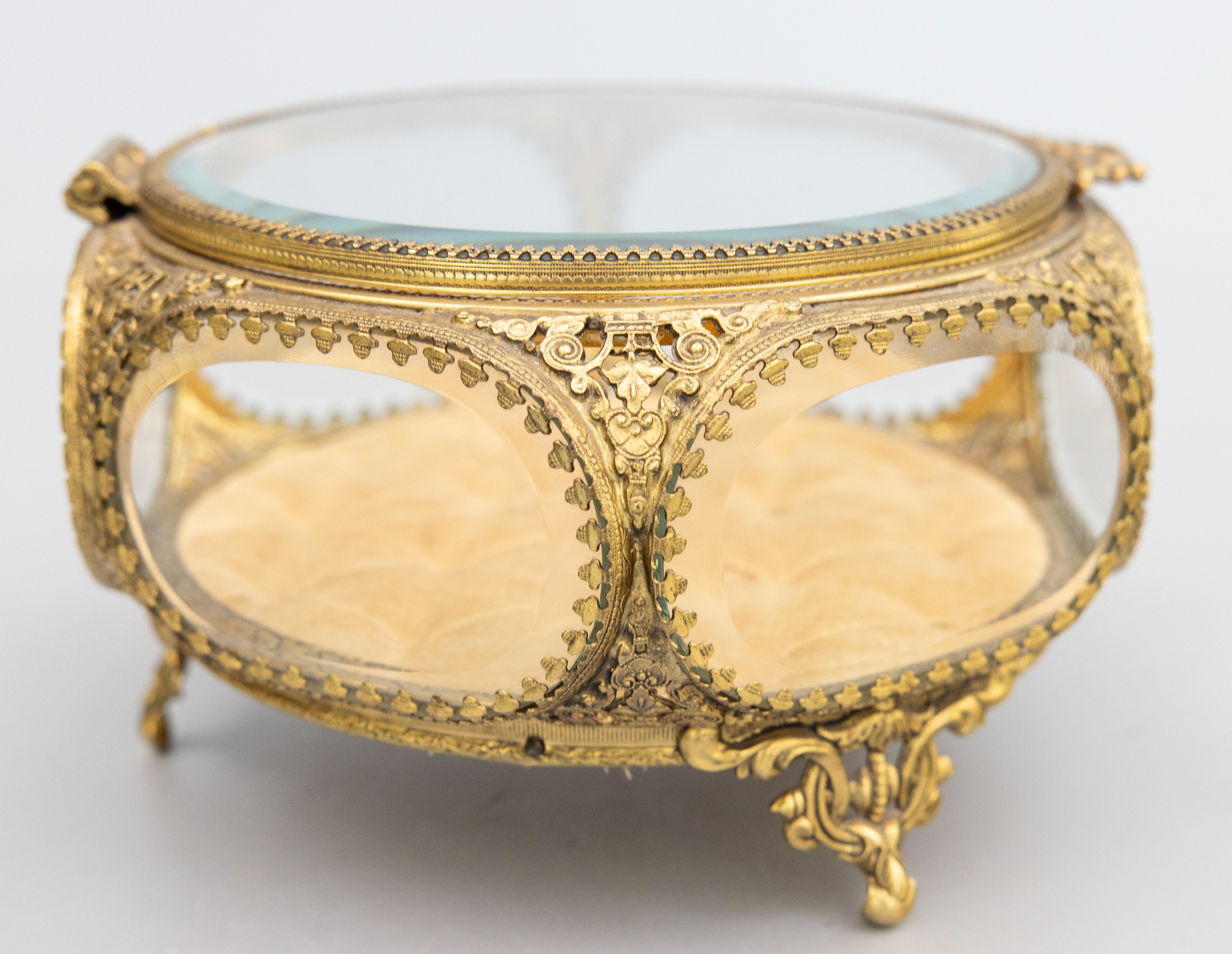 Antike Französisch Ormolu Beveled Glas Schmuck Kommode Box (Art nouveau)