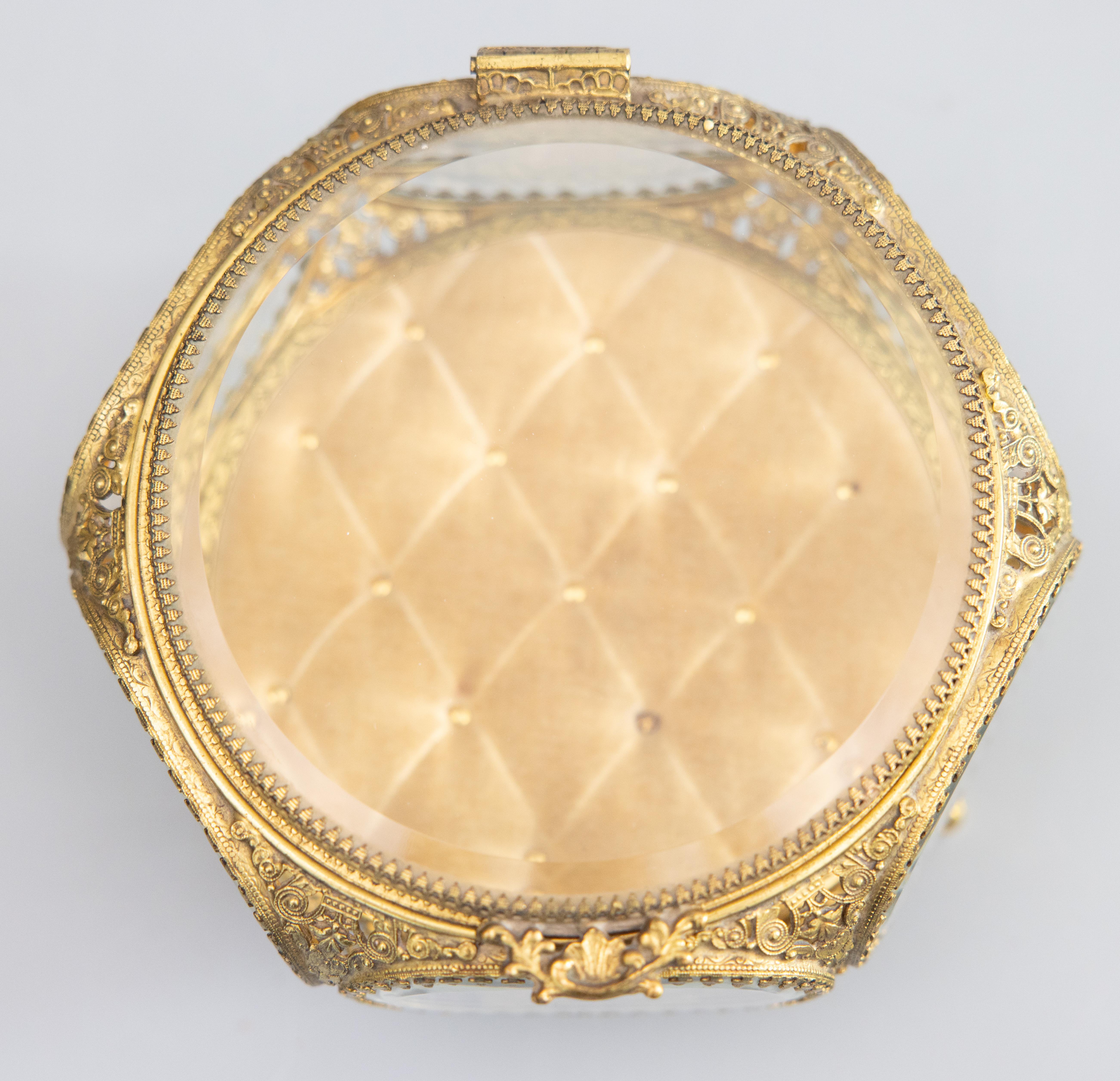 Antike Französisch Ormolu Beveled Glas Schmuck Kommode Box 1
