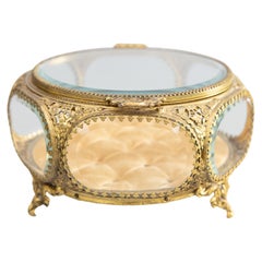 Antike Französisch Ormolu Beveled Glas Schmuck Kommode Box