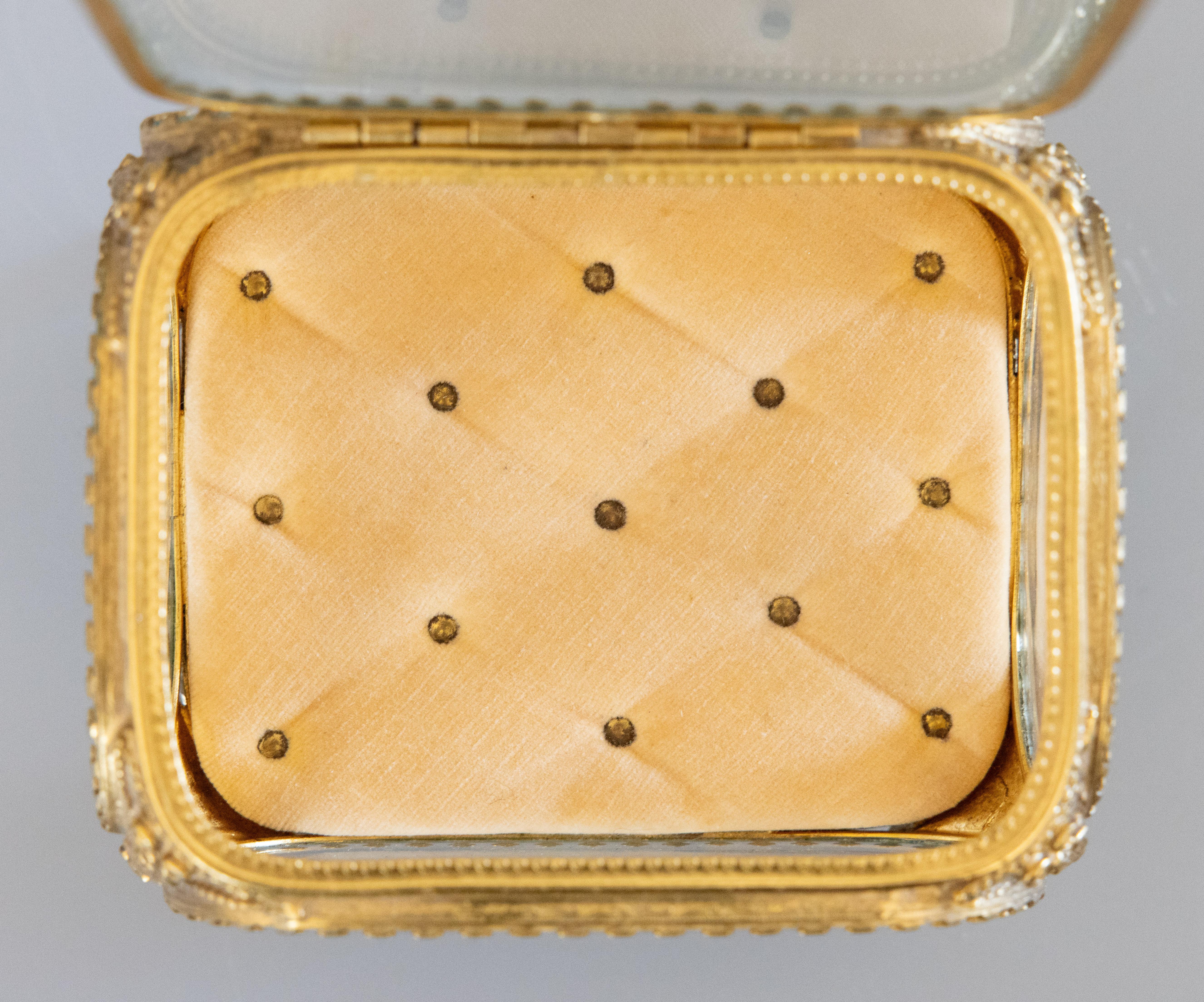 Antique French Ormolu Beveled Glass Jewelry Trinket Box 2
