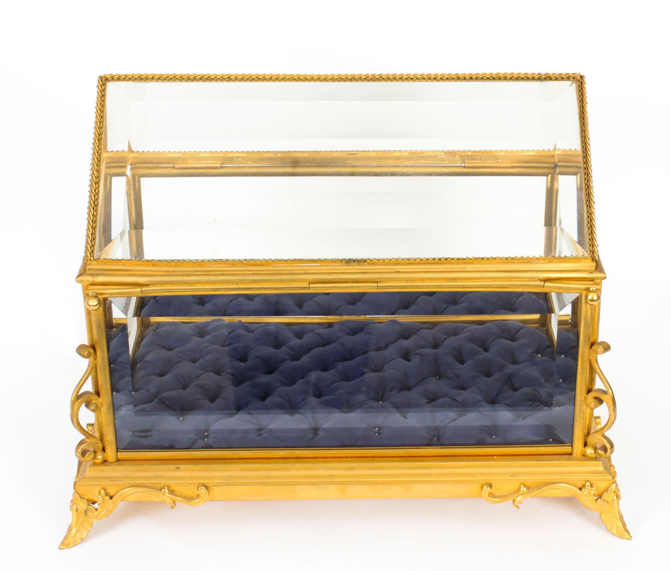 Antique French Ormolu Bevelled Glass Bijouterie Table Top Display Cabinet 19th C 12