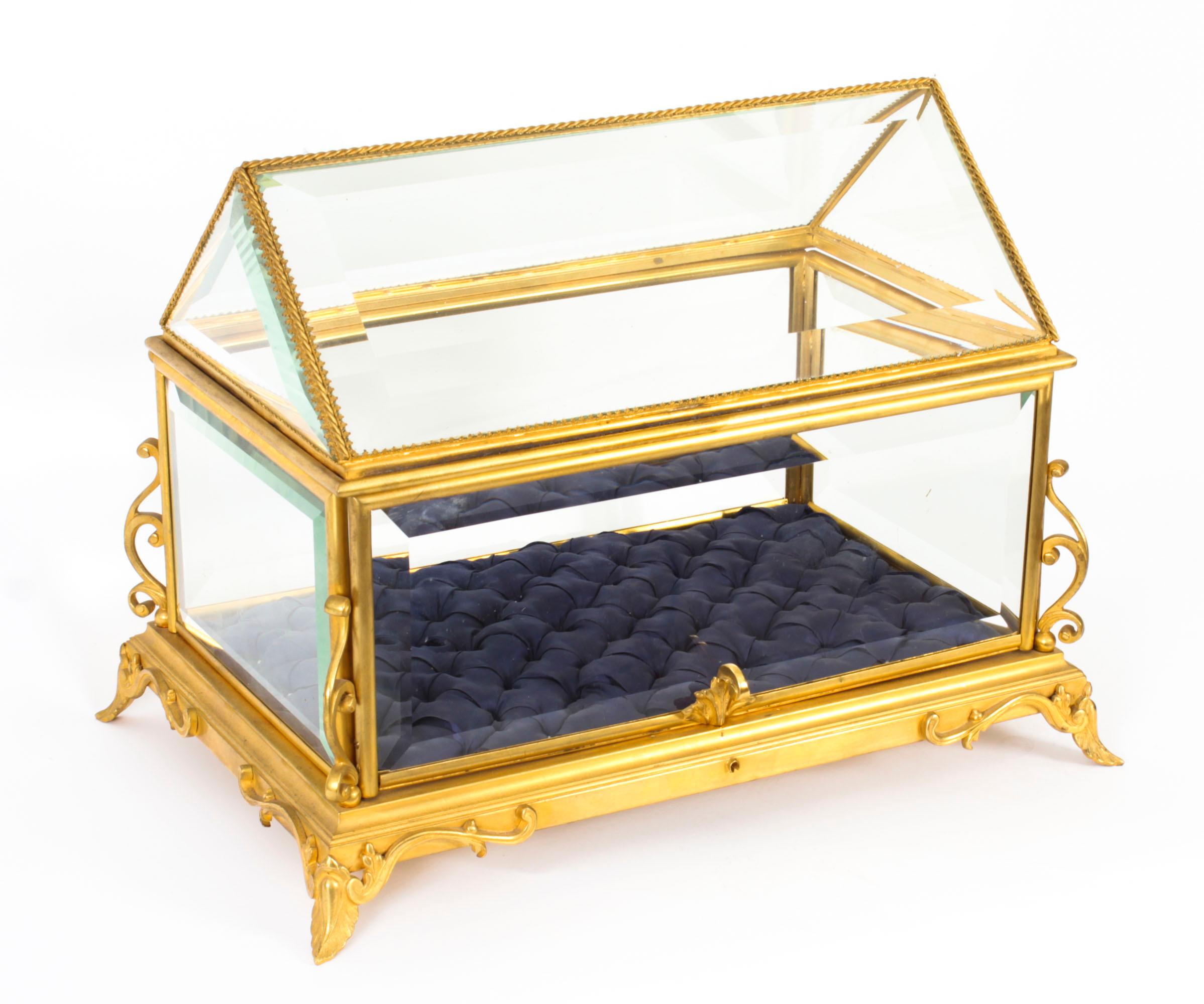 Antique French Ormolu Bevelled Glass Bijouterie Table Top Display Cabinet 19th C 16