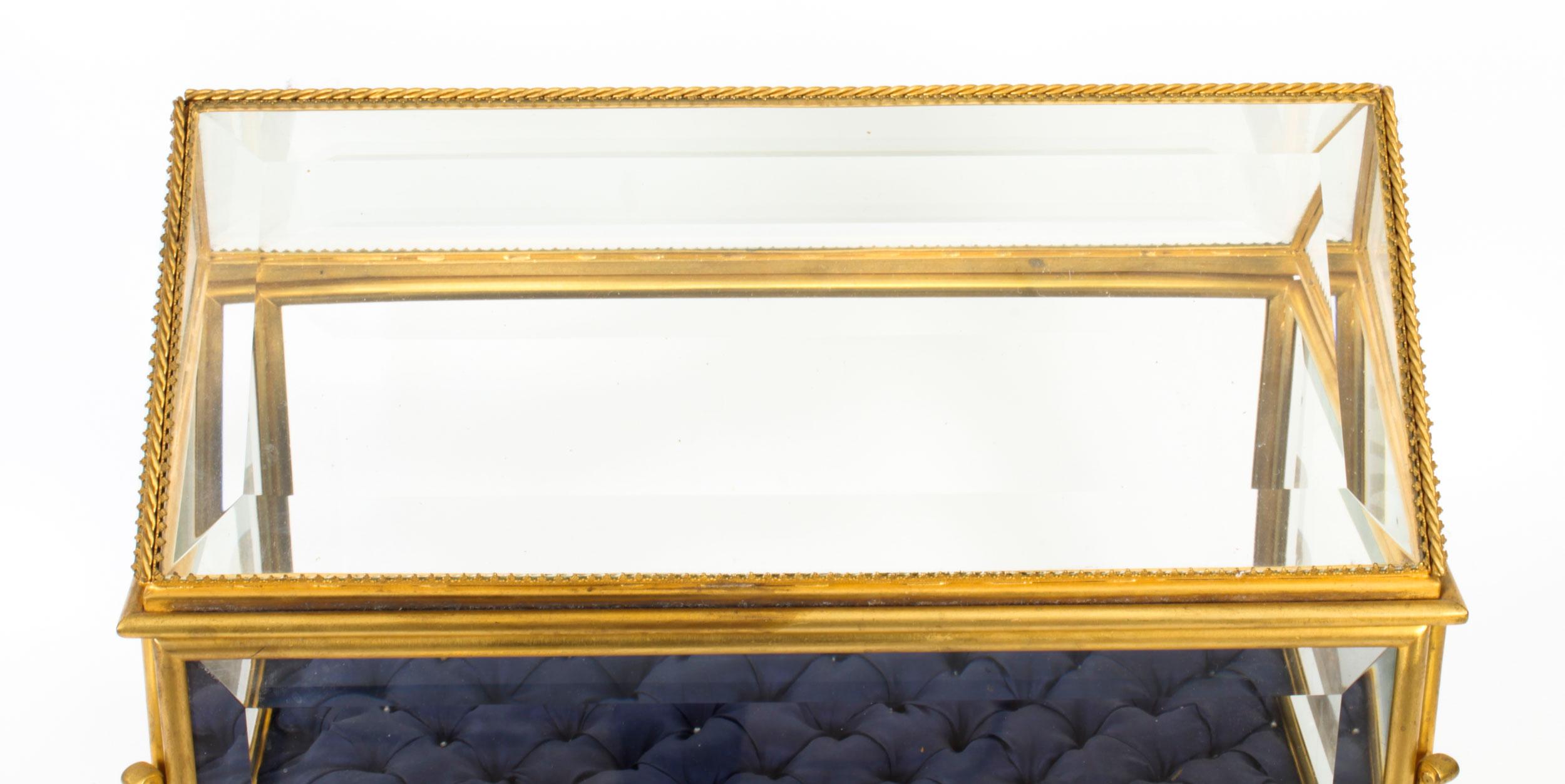 Late 19th Century Antique French Ormolu Bevelled Glass Bijouterie Table Top Display Cabinet 19th C
