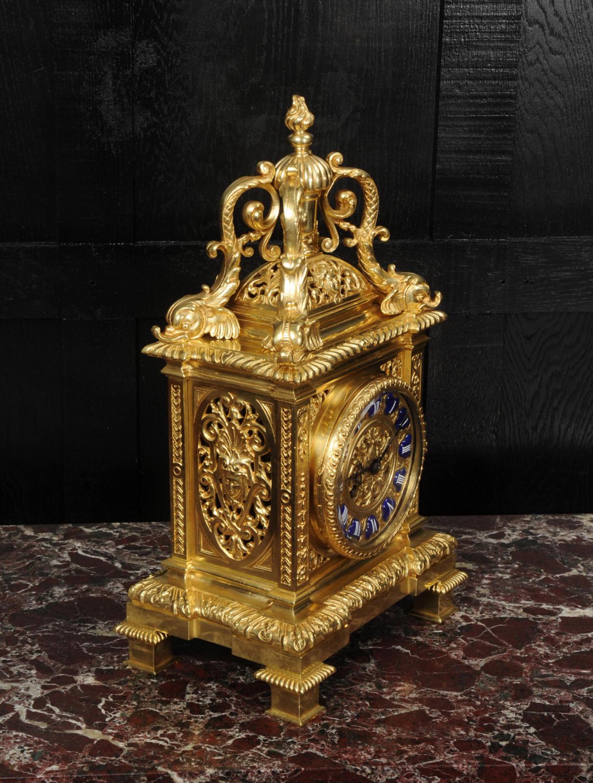 Antique French Ormolu Bracket  Clock - Dolphins 7