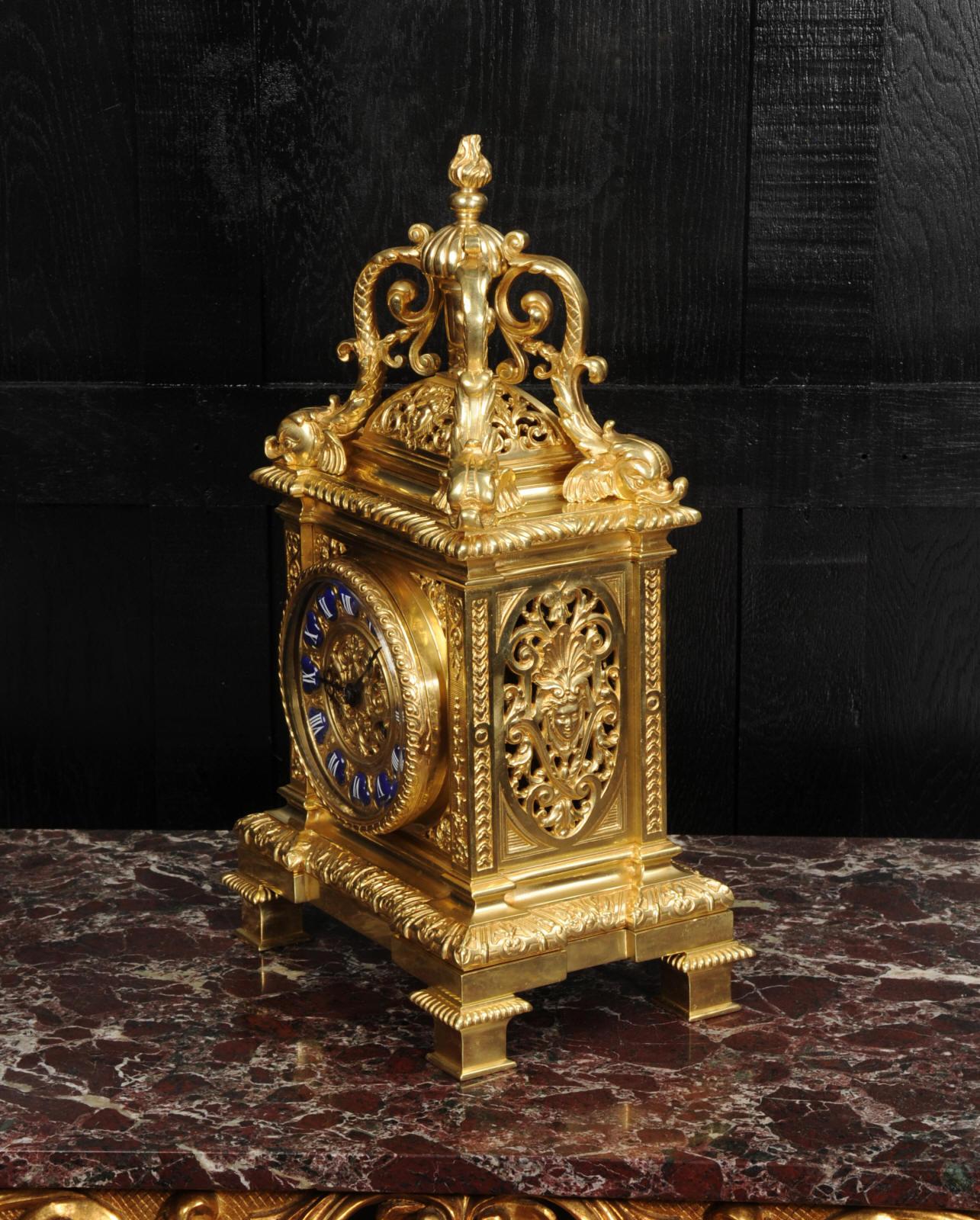 Antique French Ormolu Bracket  Clock - Dolphins 8